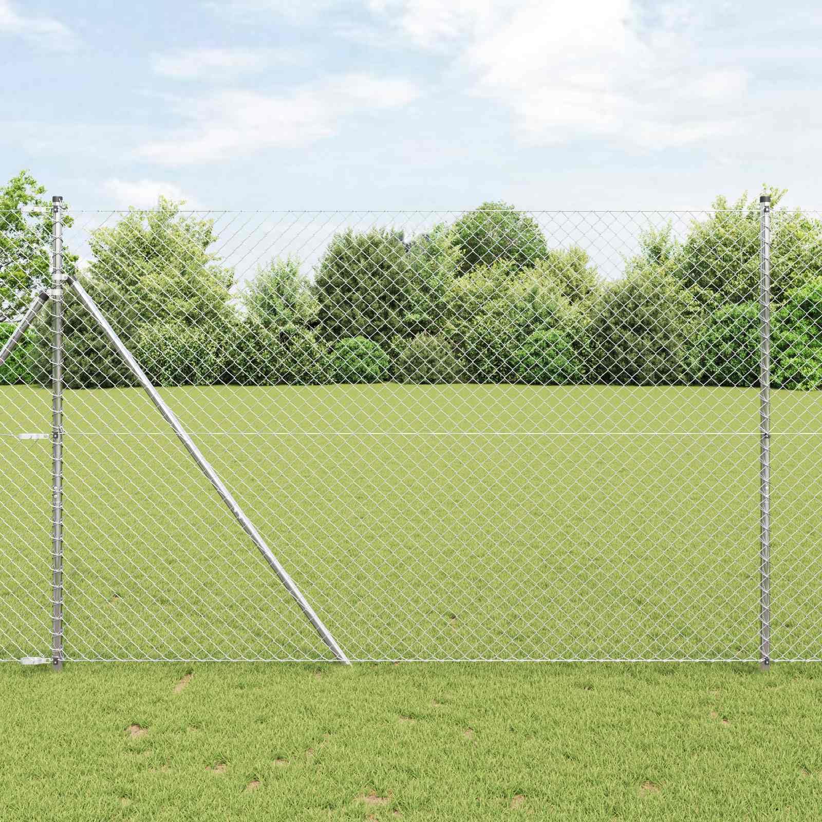 Valla de cadena de acero galvanizado, 10 x 1,6 m, resistente a la corrosión y a la intemperie