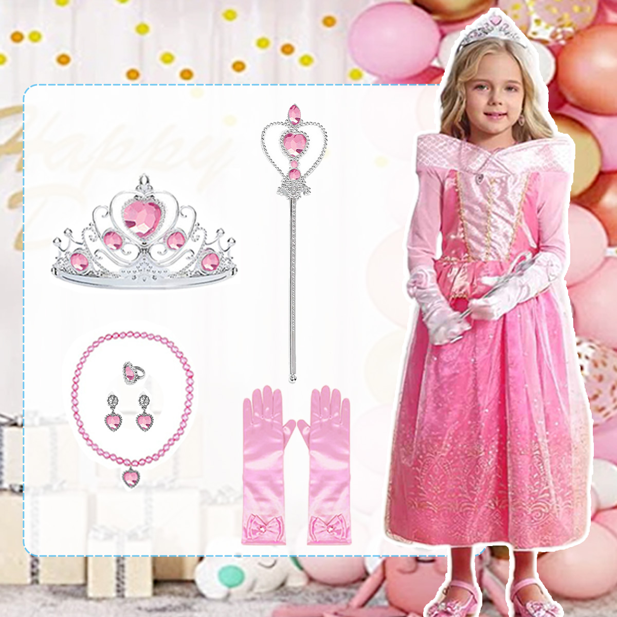 Disfraz Princesa Rosa para Niñas 6-7 Años miniatura 7