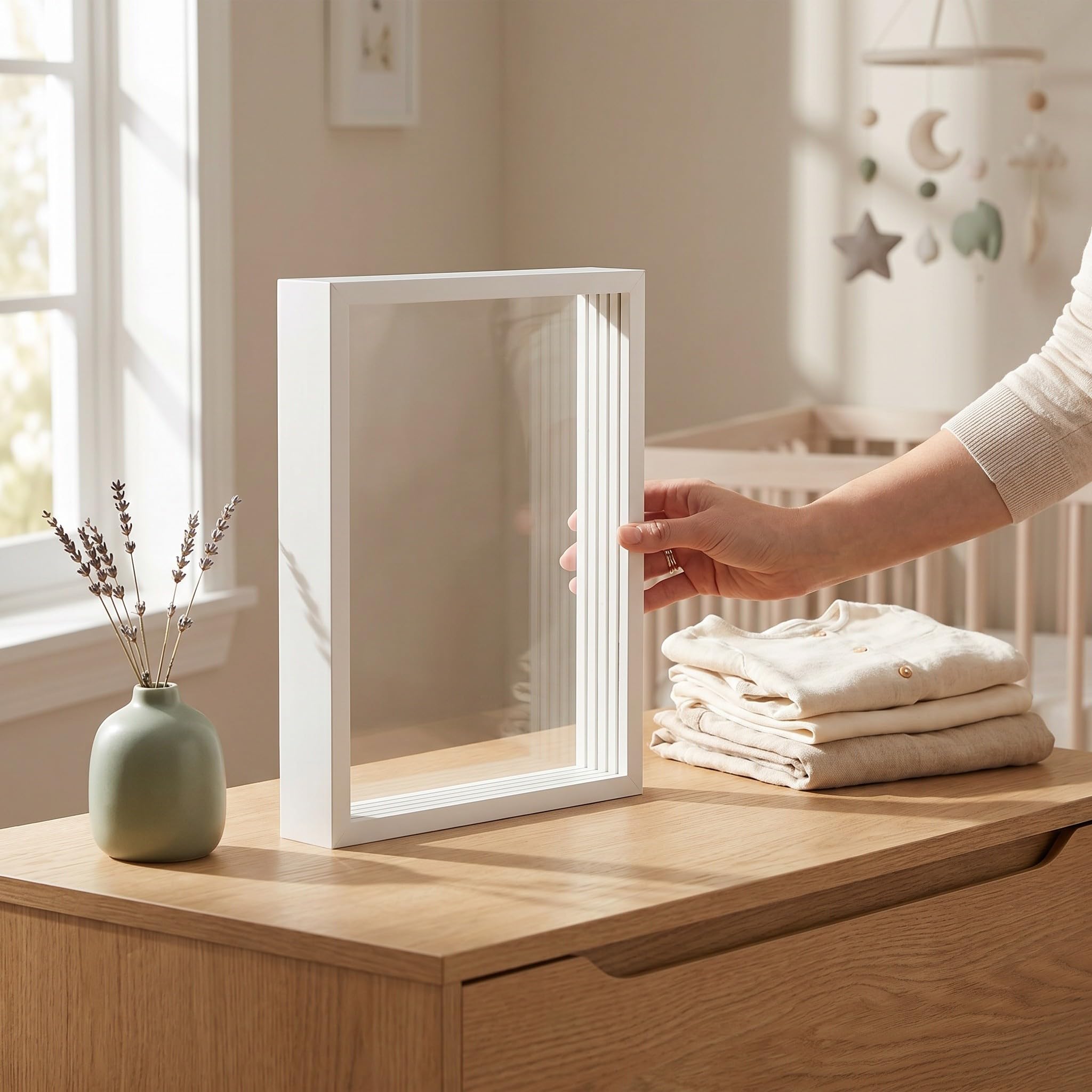 Zerodeko Kit de 2 marcos transparentes para huellas de manos | Manualidad de fotos con huellas de manos familiares para niños | Marco de fotos sin terminar para bodas, cumpleaños, regalos y recuerdos
