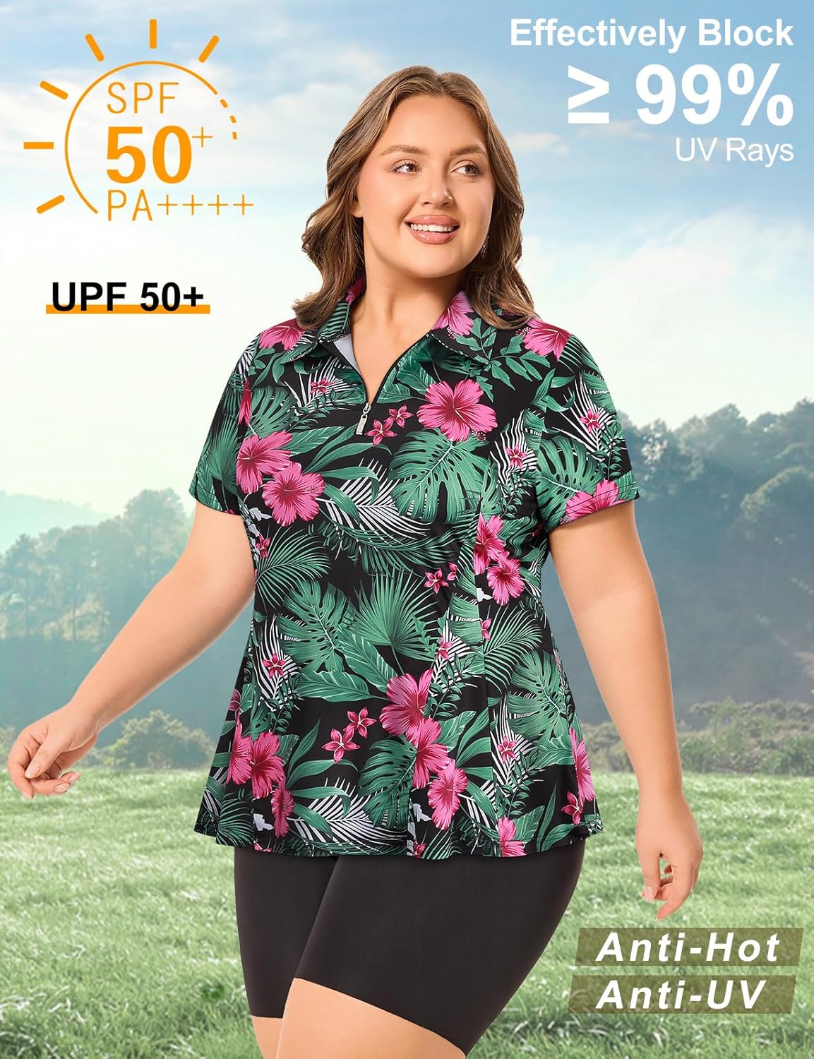 Misyula Style Plus Size Womens Golf Shirt Short Sleeve Quarter Zip Polo Shirts Casual Work Tennis Workout Tops XL-5XL - Image 4