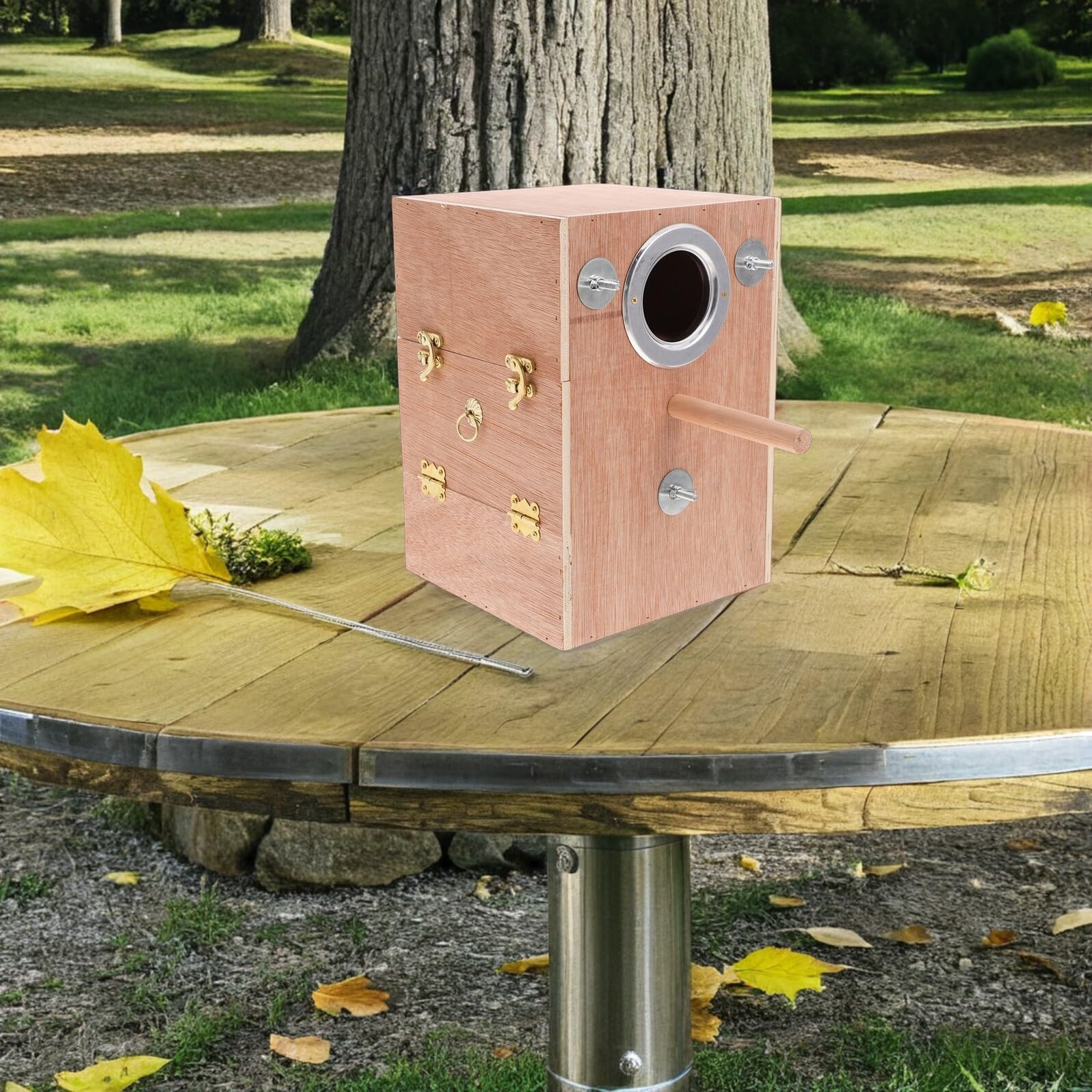WOONEKY Nido De Cría para De Madera Caja De Apareamiento con Ventana Abre Soporte para Percha para Cría De Agapornis Pinzones y Periquitos