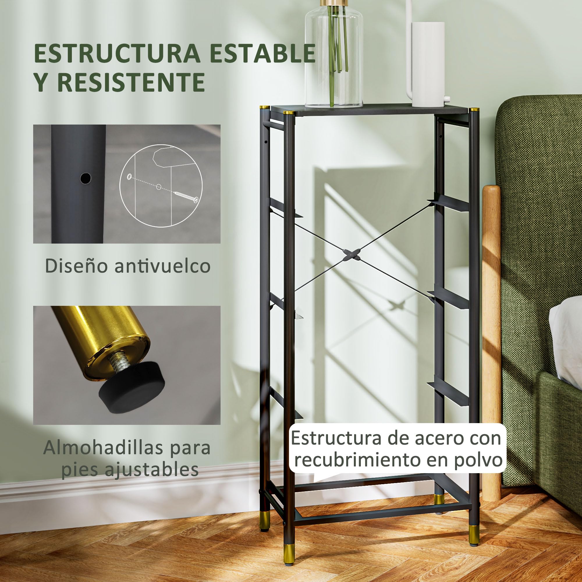 HOMCOM Cómoda para Dormitorio Cajonera de Tela 4 Cajones Plegables Negro