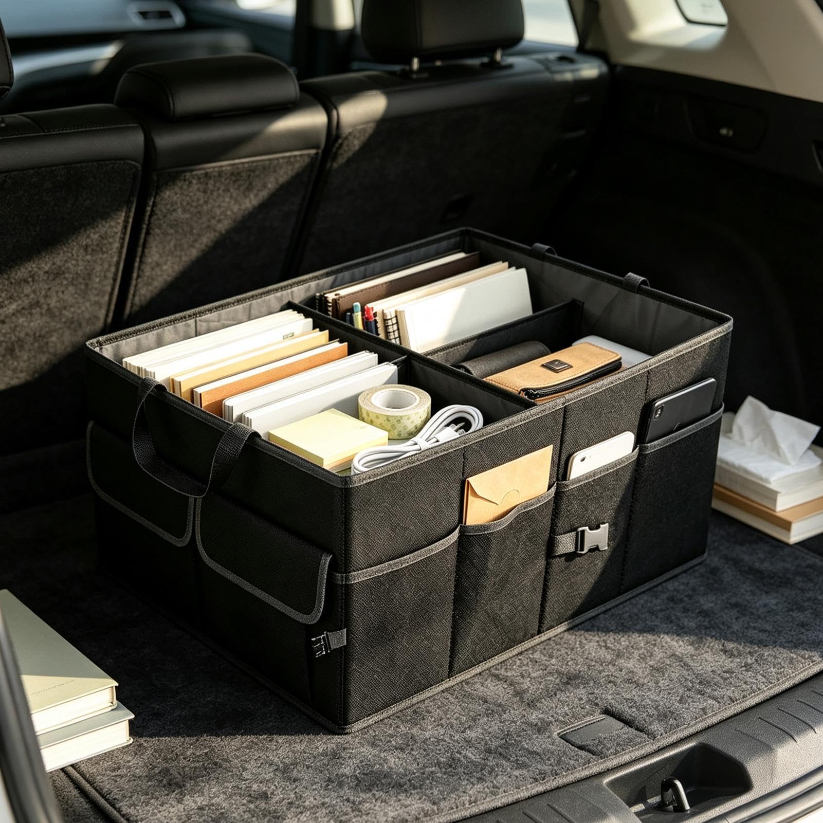 Organizador de Maletero Coche Plegable Dividida Con Asas