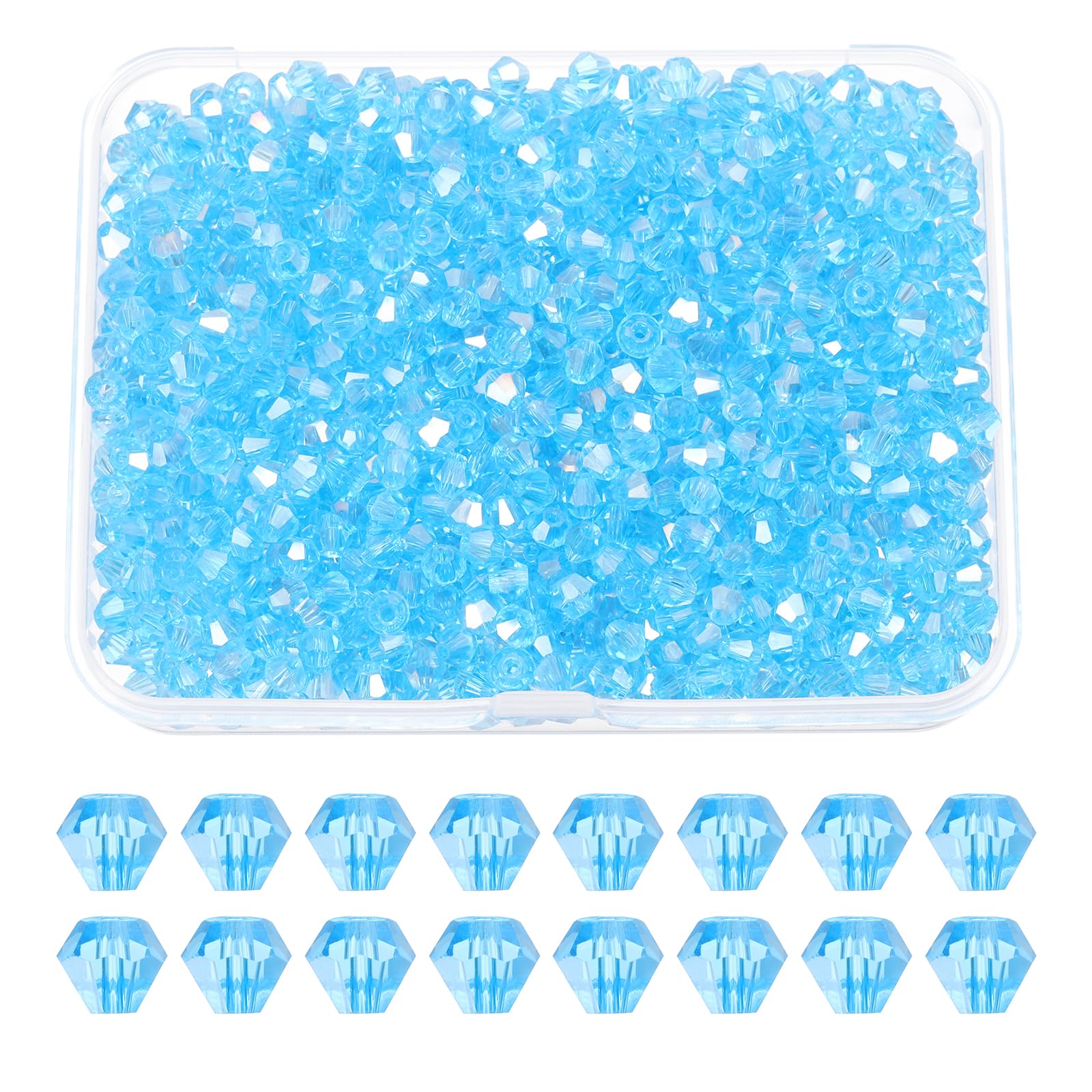 PATIKIL 1000pcs 3mm Bicone Glass Crystal Beads