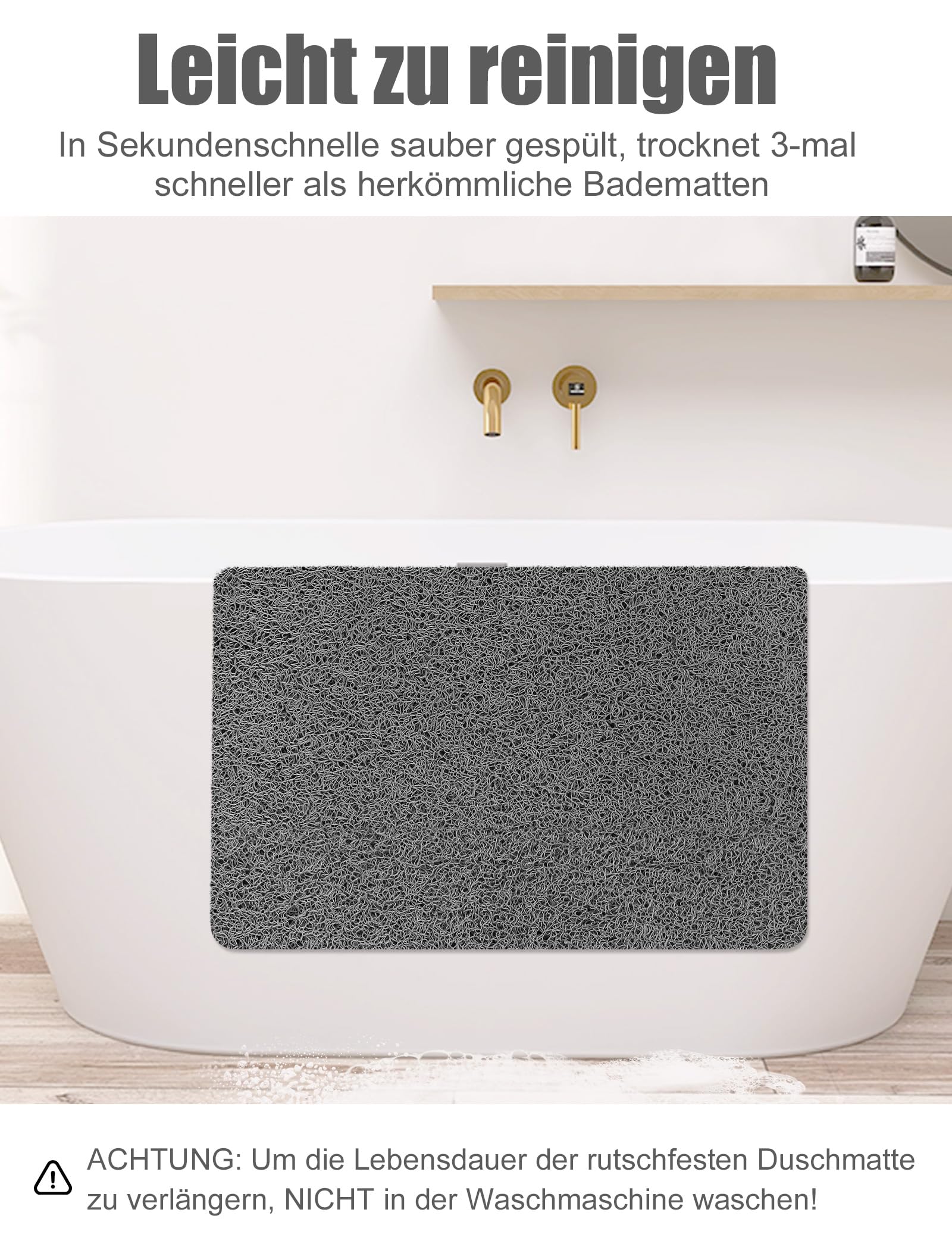 Extra Groß Duschmatte rutschfest 120x80cm: Weich Komfort PVC Luffa Sicherheits Rutschmatte Dusche mit Ablauflöchern - Schnell trocknend Duschwanneneinlage für Dusche und Nassbereiche