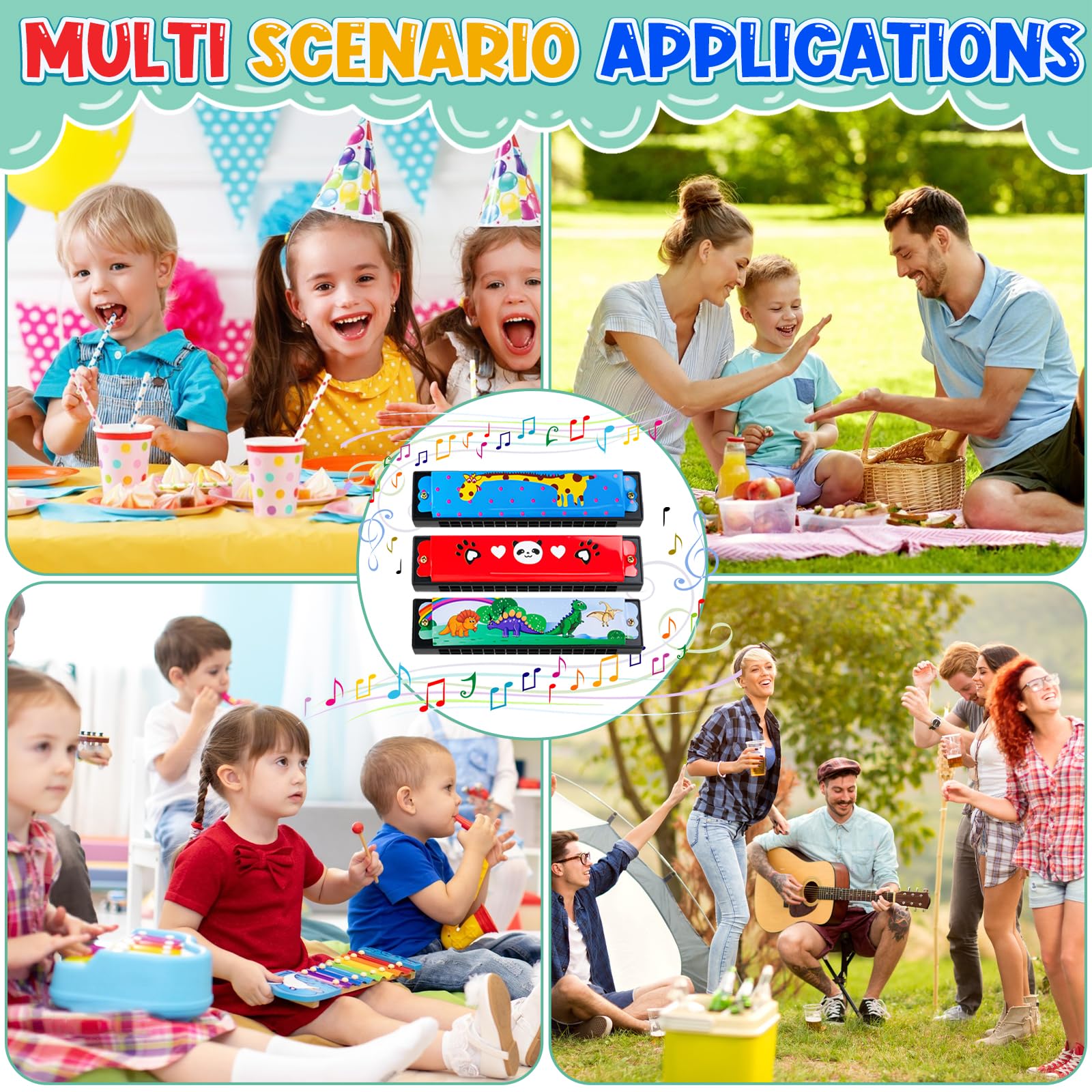 24 Pièces Harmonica pour Enfants, 16 Trous Double Rangée Débutant, Jouet Harmonica pour Débutants, Étudiants, Cadeaux