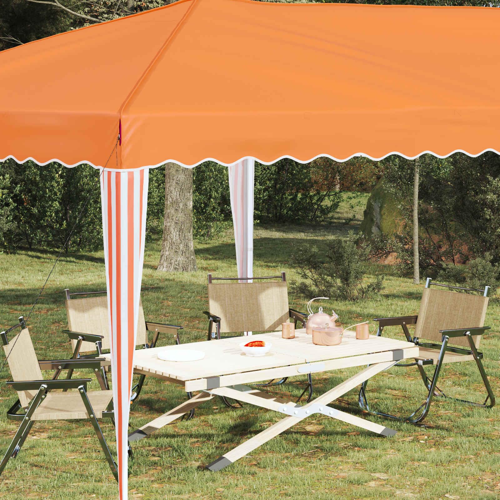Namiot imprezowy Pop-up 575 x 290 x 245 cm, pomarańczowy, z malowaną proszkowo stalową ramą, odporny na warunki atmosferyczne, odporny na działanie promieni UV, składany i z regulacją