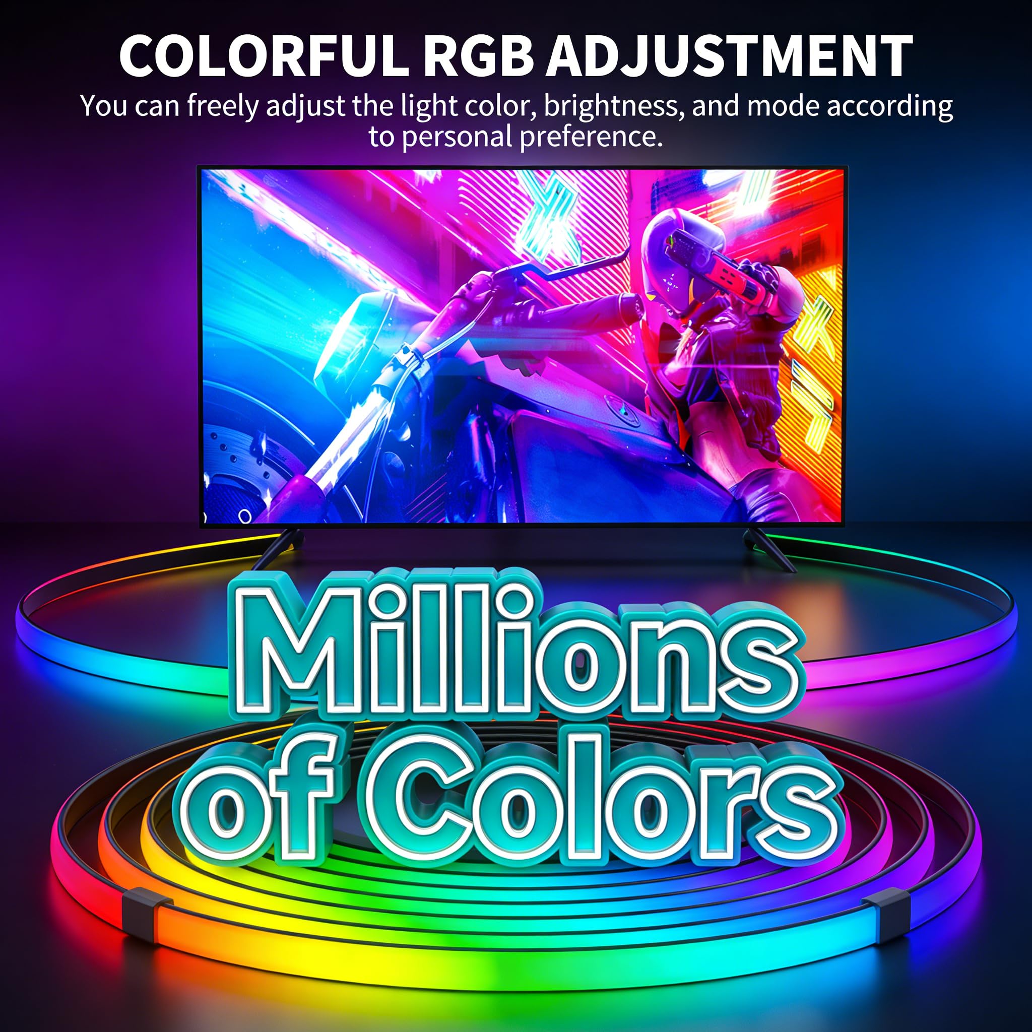 Retroilluminazione a LED per monitor per PC Strisce luminose a LED Ritmo musicale Luce dinamica Sincronizzazione dietro il software del monitor Modalità dinamica a colori (27 pollici)