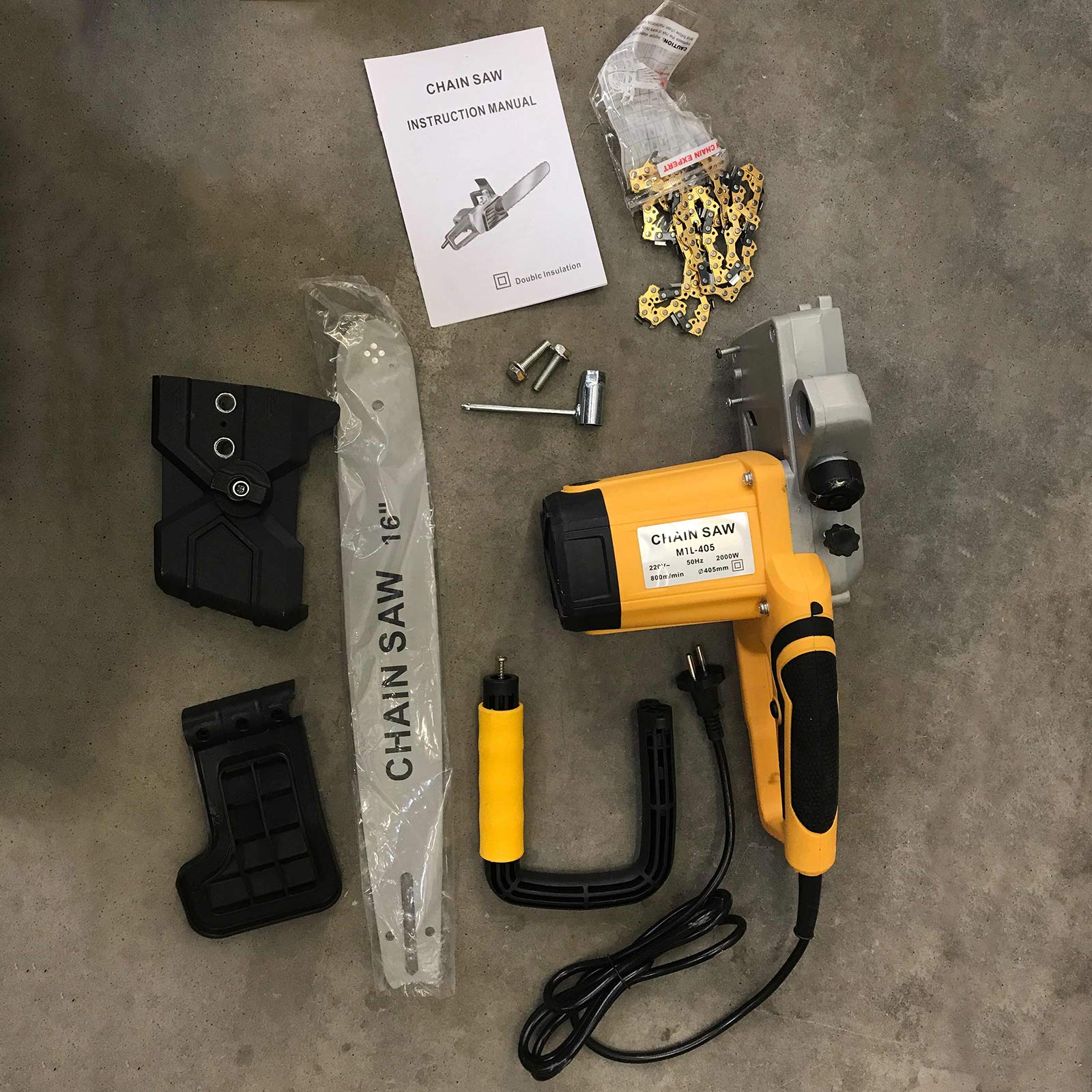 2000W Eléctrico Longitud de la Espada, Velocidad 800 rpm, Carcasa de plástico/Engranaje de aluminio (Amarillo)