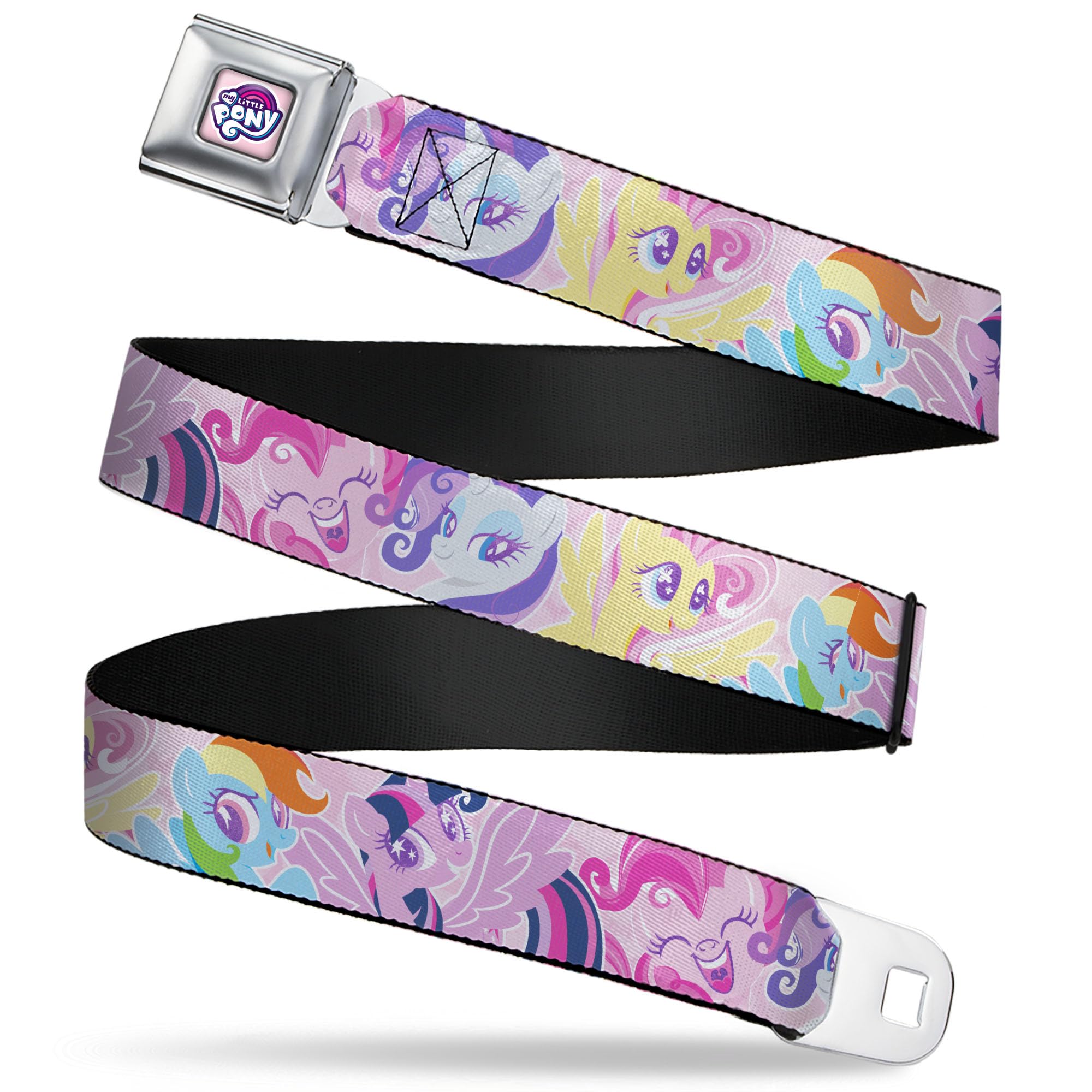 My Little Pony Belt, Seatbelt Buckle Belt, My Litlle Pony Five Pony Poses Pink, Youth 20 to 36 Inches