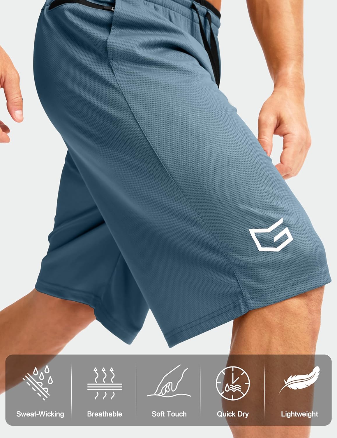 G Gradual Men's Long Basketball Shorts with Zipper Pocket 9"/11'' Quick Dry Gym Shorts Lightweight Athletic Shorts for Men