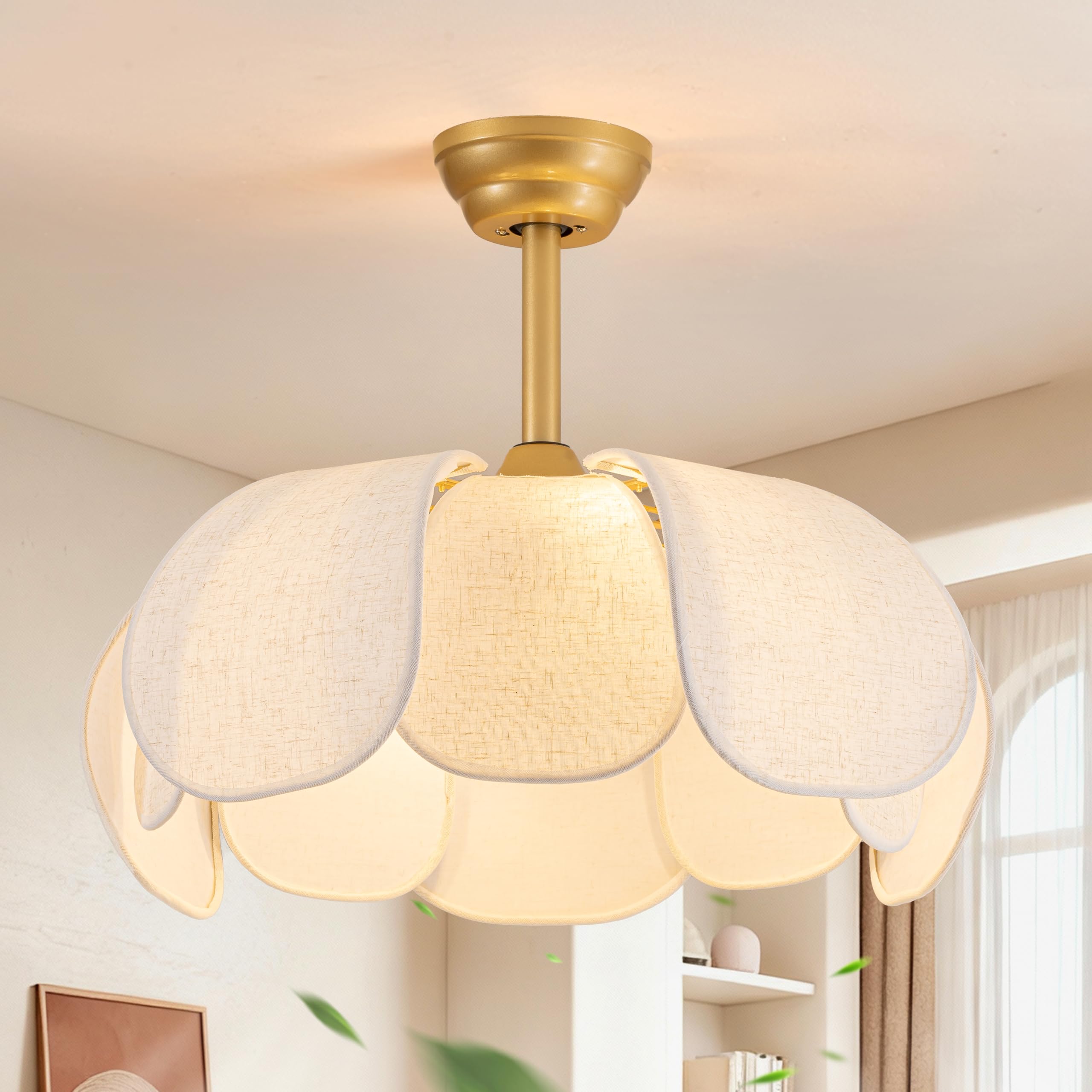 Photo 1 of HLMRCHEN Boho Ceiling Fans with Lights,Flower Chandelier Ceiling Fan with Light and Remote Control?Rattan Coastal Fandelier for Bedroom, Living Room,Foyer(26 Inch,6 Speed, Timing Adjustable Height)