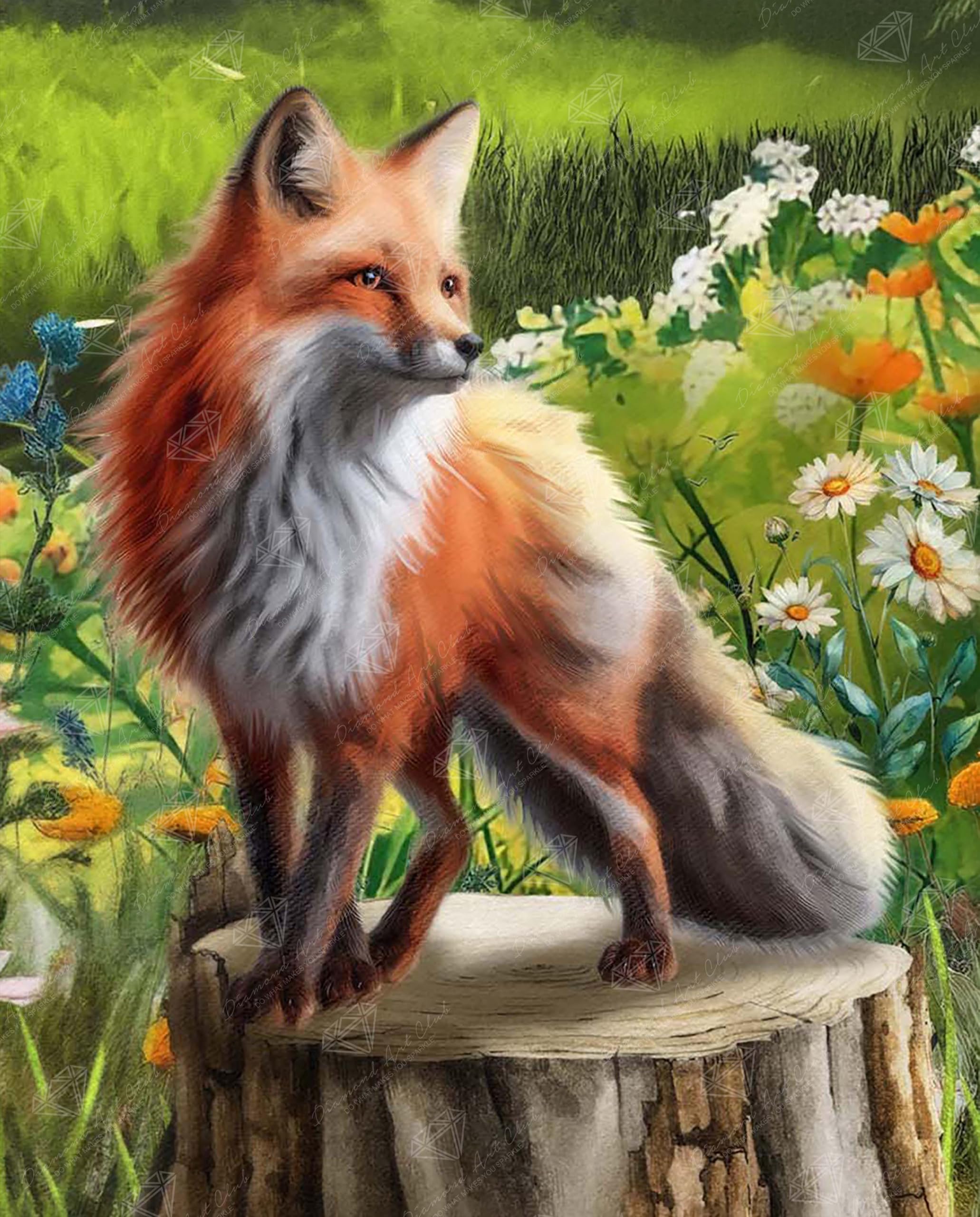 DIAMOND ART CLUB Foxie Among the Flowers Diamond Art Kits for Adults