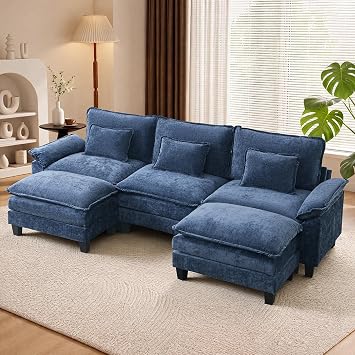 Oversized Modular Sectional Sofa Cloud Couch Blue 309cm U Shaped
