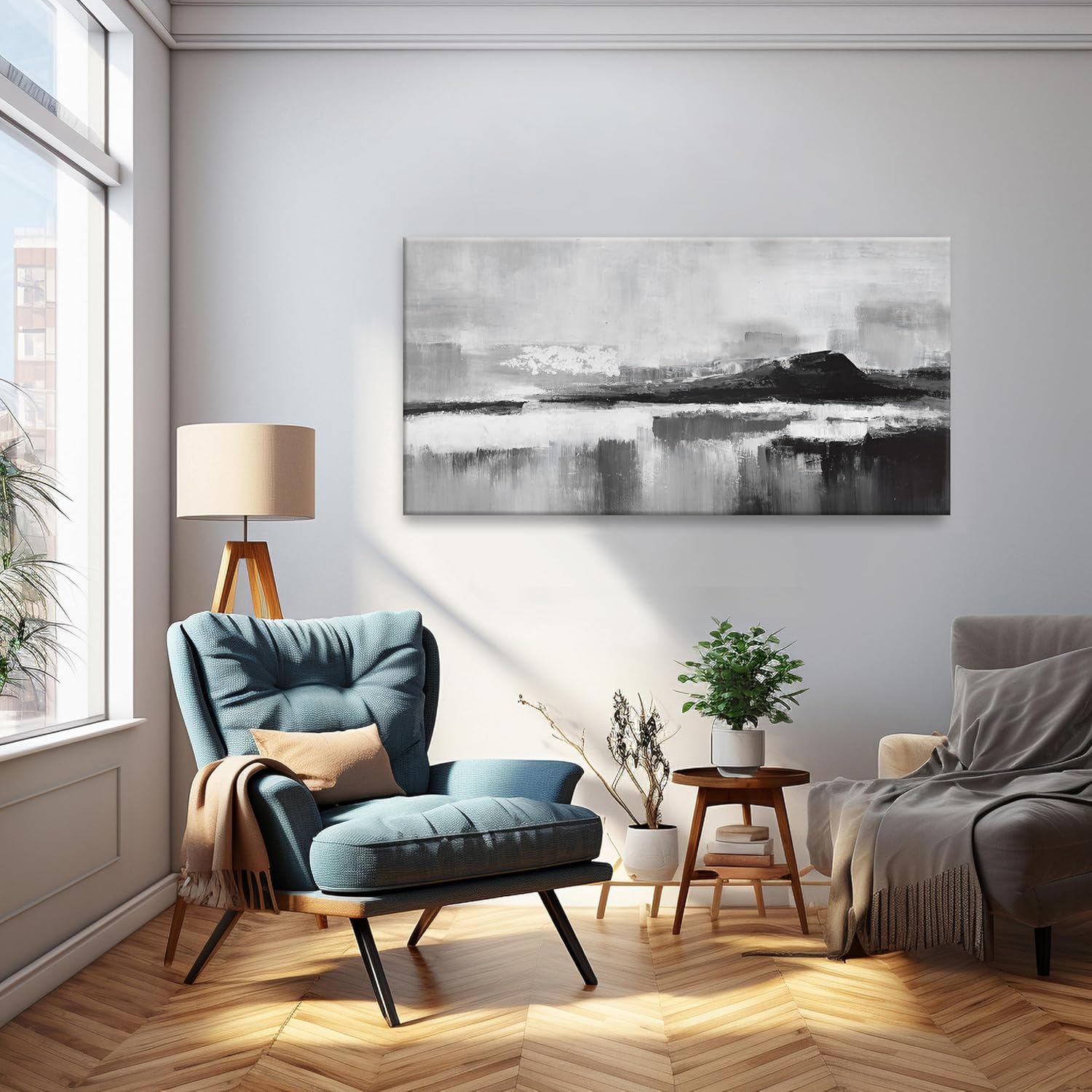 Black and White Abstract Canvas Wall Art Decor Modern Wall Decorations Home paintings Decor Wall Art Prints Artwork for Living Room Bedroom Kitchen Office Decor 20" × 40"