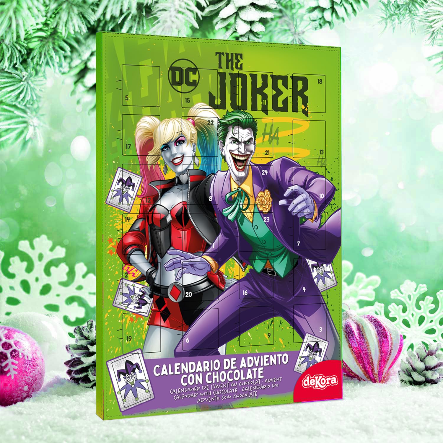 Calendario de Adviento Joker y Harley Quinn 24 Chocolatinas 50g Chocolate con Leche Navidad