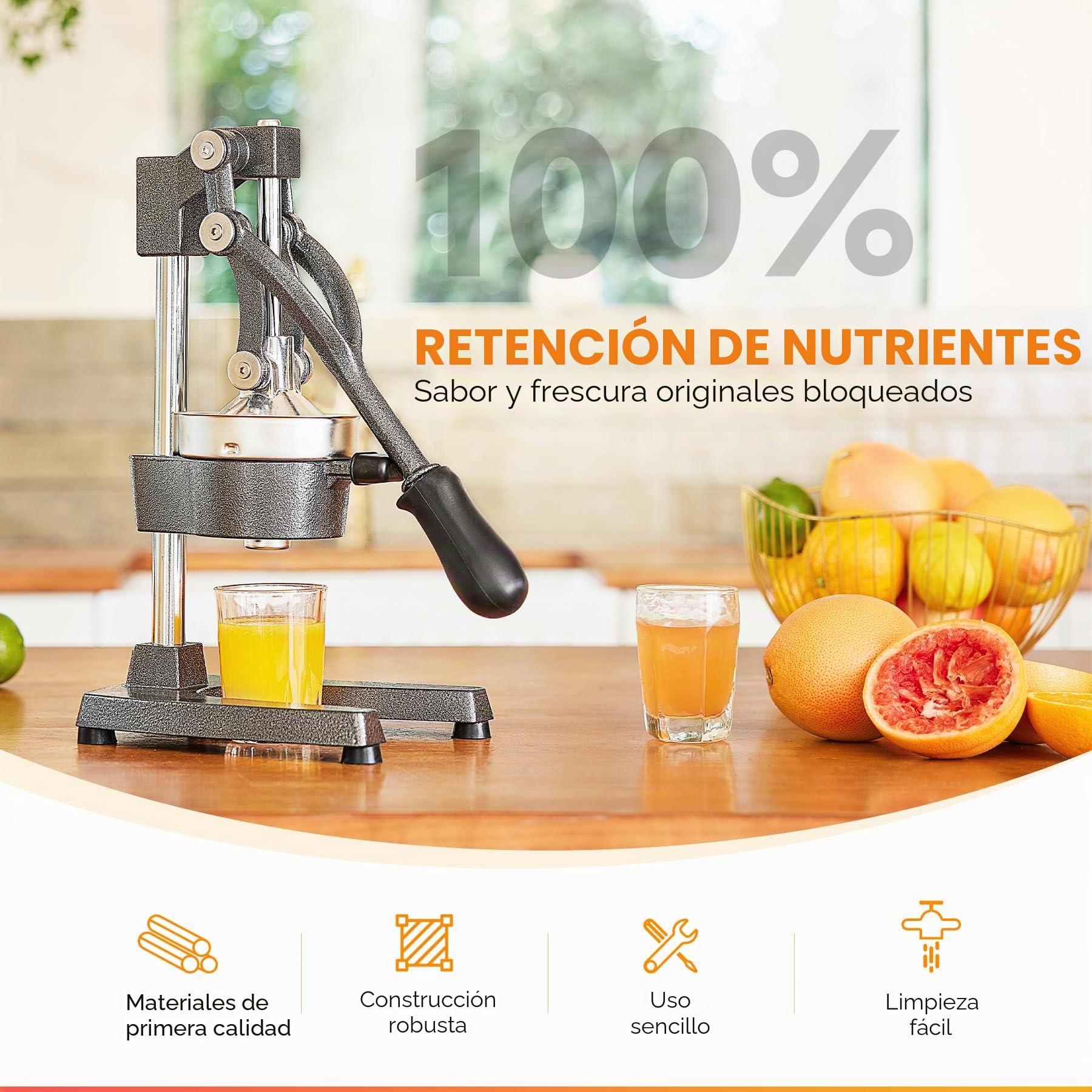CO-Z Exprimidor Manual de Fruta de Acero Inoxidable para Naranja Limón Granada