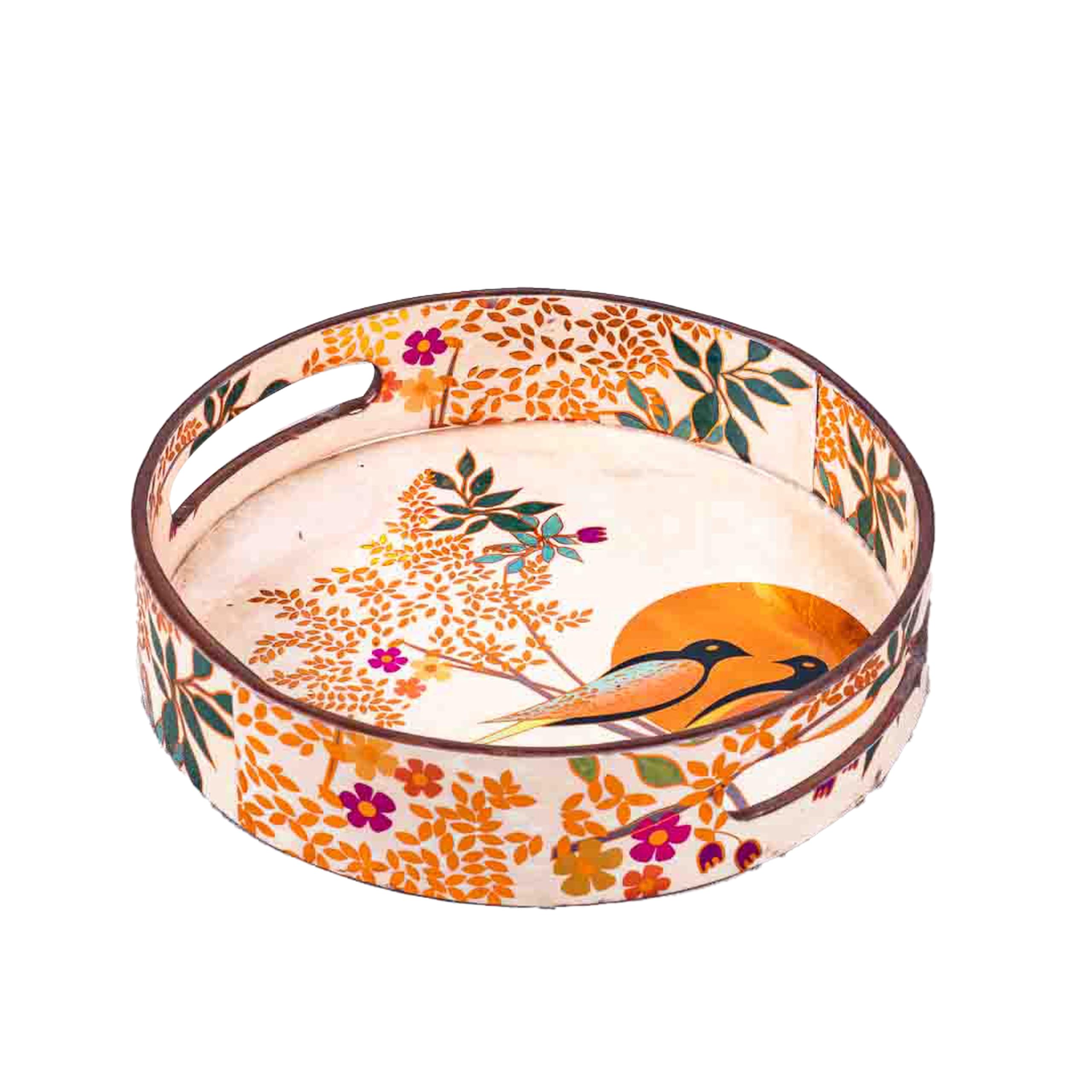 AAWRUN Love Bird MDF Round Tray Design Nine 11 Inch Round | Style 20