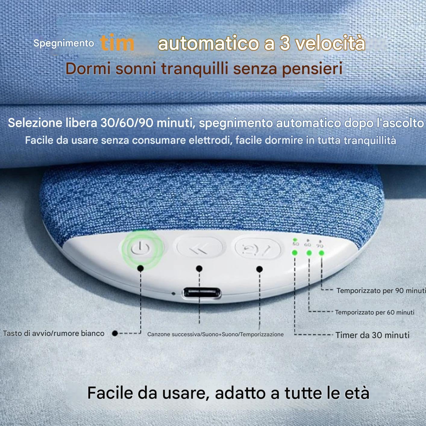 Cassa Bluetooth Sotto Cuscino,Altoparlante Da Cuscino,Ultra Sottile, Portatile, Silenzioso, Per Camera Da Letto, Hotel, Campeggio, Viaggi, Studenti (Blu,2)