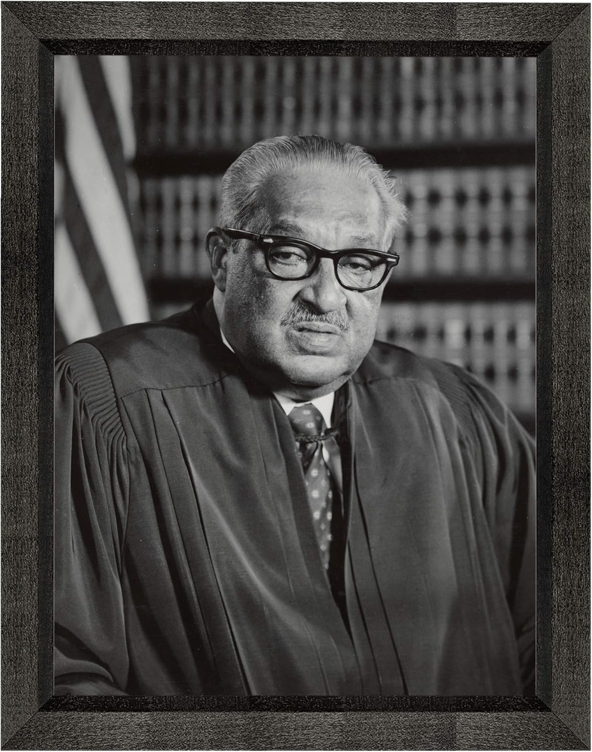 Justice Thurgood Marshall Photograph in a Black Beveled Frame - Historical Artwork from 1976 - (5" x 7") - Matte