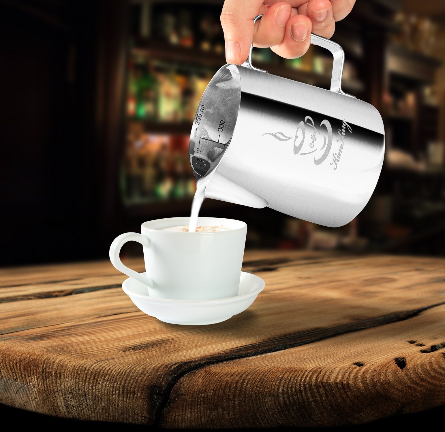 Milch Pitcher rostfreiem Edelstahl Milchkännchen perfekt für Milchaufschäumer Cappuccino Milchschau (350ml)