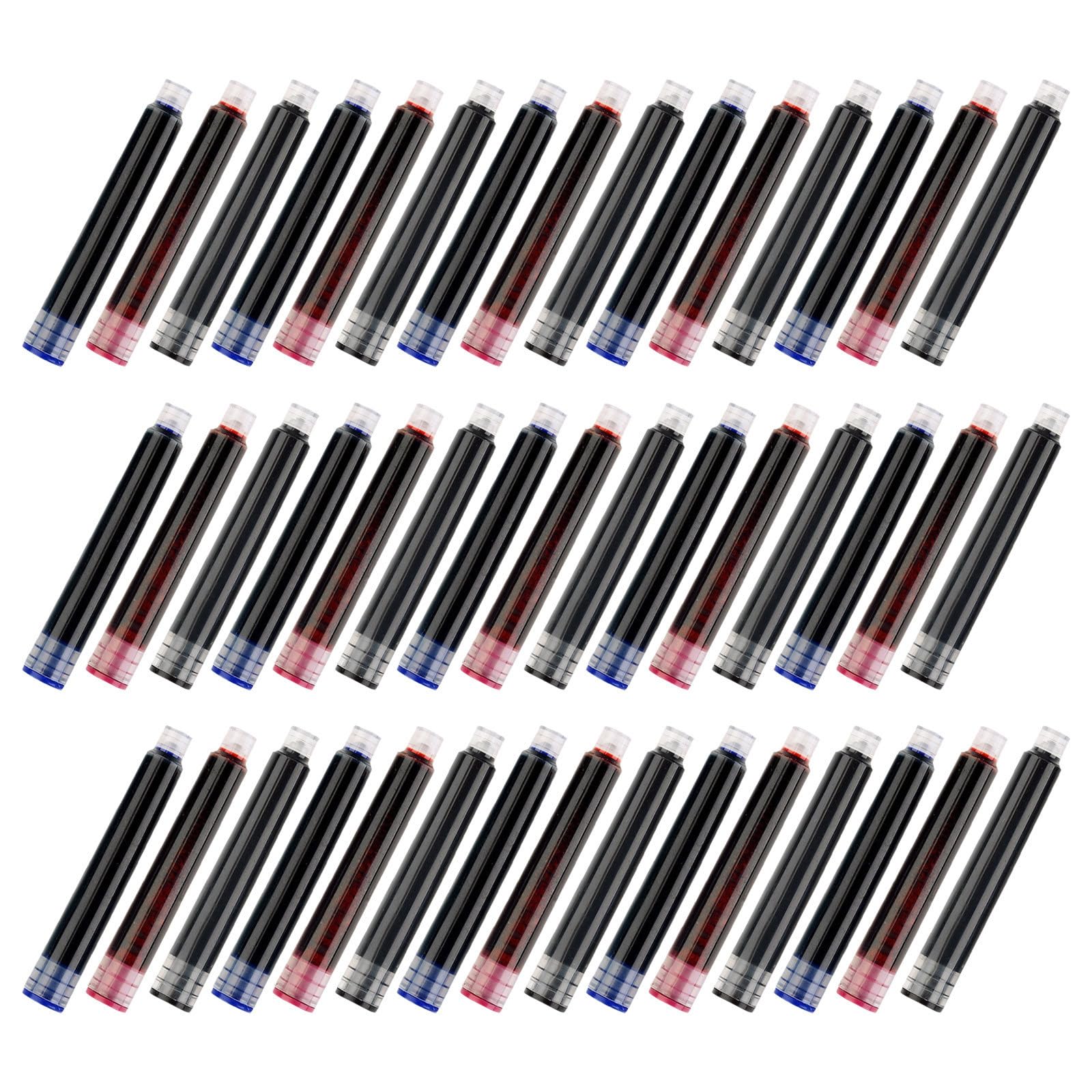 Lurrose Ricariche per Penna Stilografica 3,4mm 450 Pezzi Inchiostro Blu Nero Rosso Facile Sostituzione per Calligrafia e Ufficio