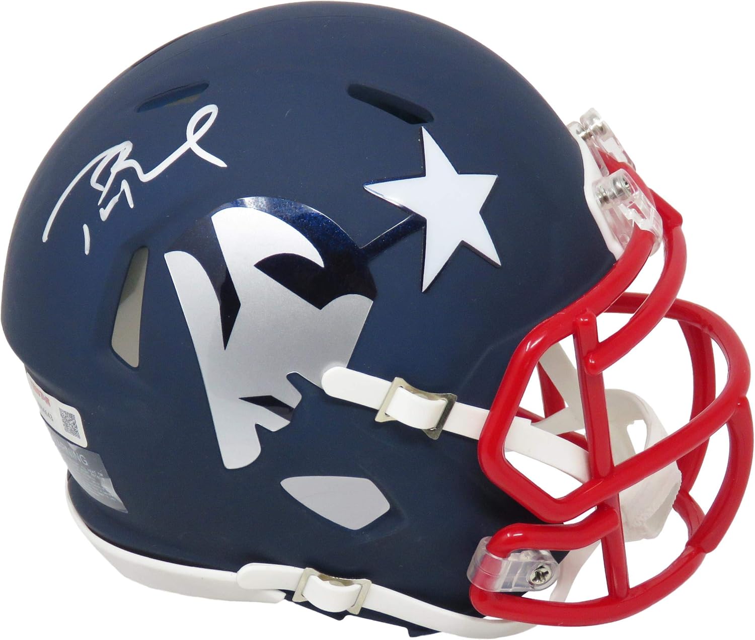 Signed Tom Brady Mini Helmet AMP Riddell Speed