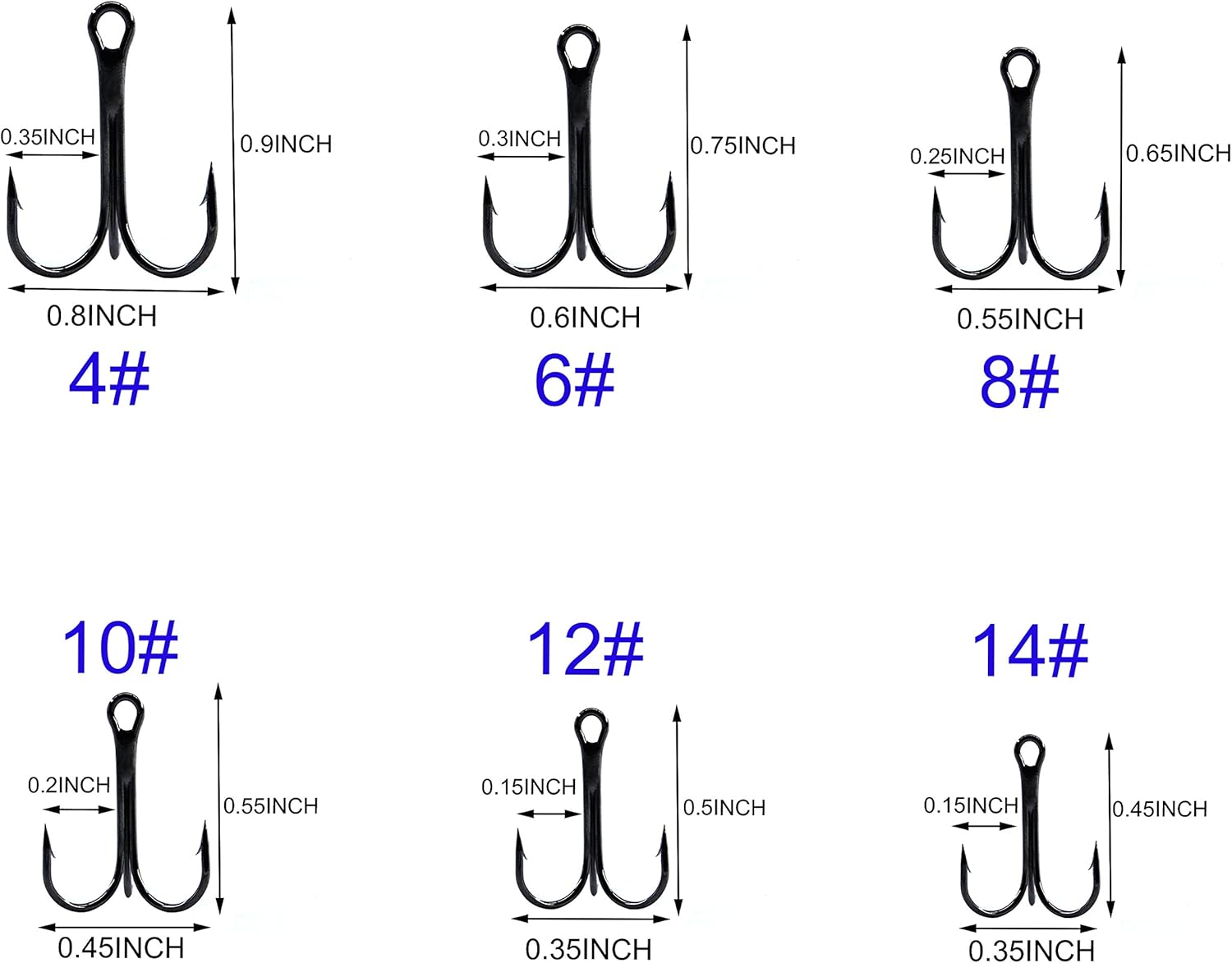 Fishing Treble Hooks Kit High Carbon Steel Hooks Strong Sharp Round Bend for Lures Baits Saltwater Fishing 110pcs/box Mixed 6 Size 4 6 8 10 12 14 : Sports & Outdoors