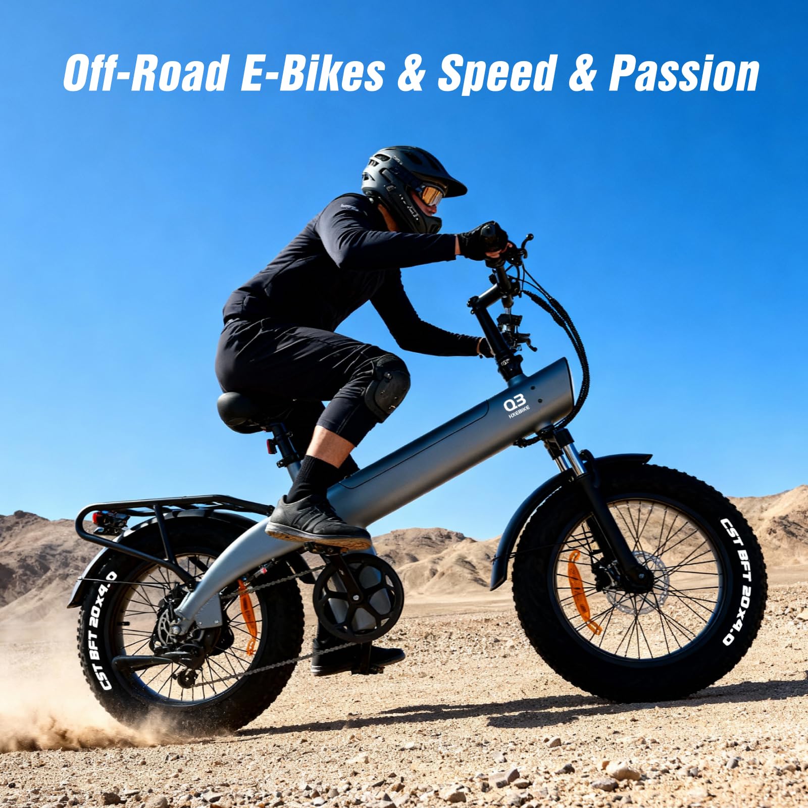 HX Q3 Bicicleta Eléctrica Adultos para Commuting, 48V 20AH Batería Extraíble, 115Nm Motor Potente E-Bike, Frenos de DIS Hidráulicos Fat Bike, Alcance 60-120KM, 20"x4.0" Neumáticos para Todo el Terren