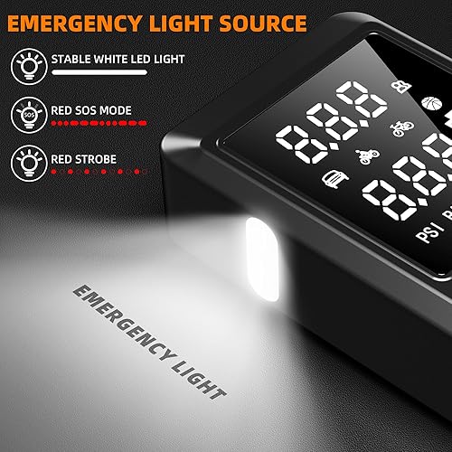 Miniatura 5 de Arrancador con compresor de aire, 4000A 12V batería de coche caja de arranque (10.0L Gas8.0L Diesel) con cables de puente, pantalla LCD, inflador de