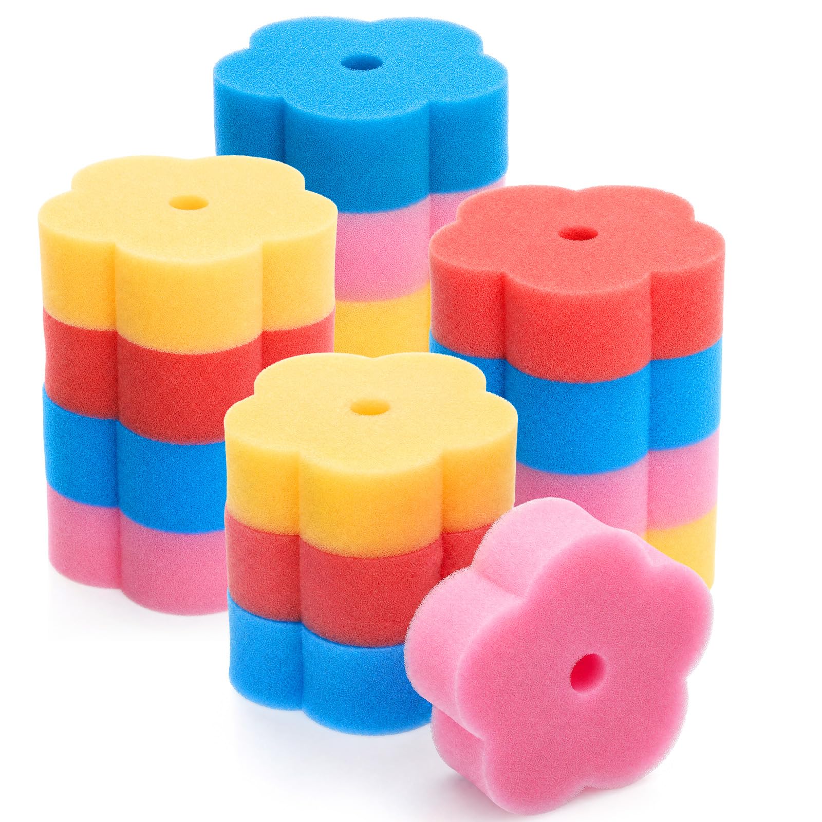 Boao 16 Pcs Oil Absorbing Sponge for Hot Tub Pool,Flower,Multicolor