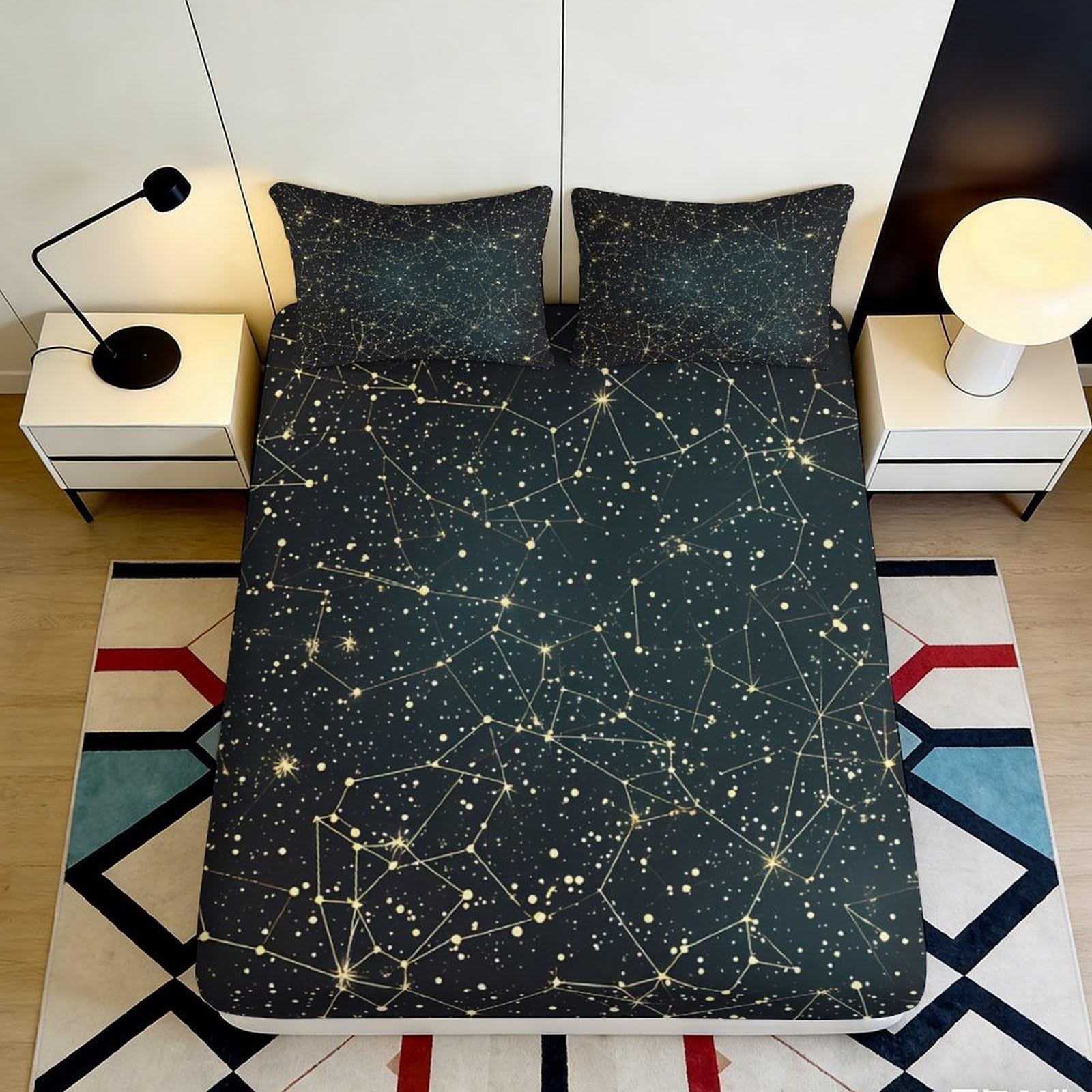 Pnayamiorkfel Style-8 3D Printed Galaxy Starry Sky Fitted Sheet Microfiber Soft Decor Cosmic Nebula Bed Sheet For Bedroom Guest Room 90X200x25cm
