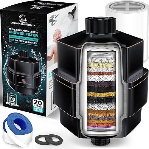 AquaHomeGroup Filtro de ducha de 20 etapas para agua dura, filtro universal de alto rendimiento para cloro, fluoruro, metales pesados, filtro de