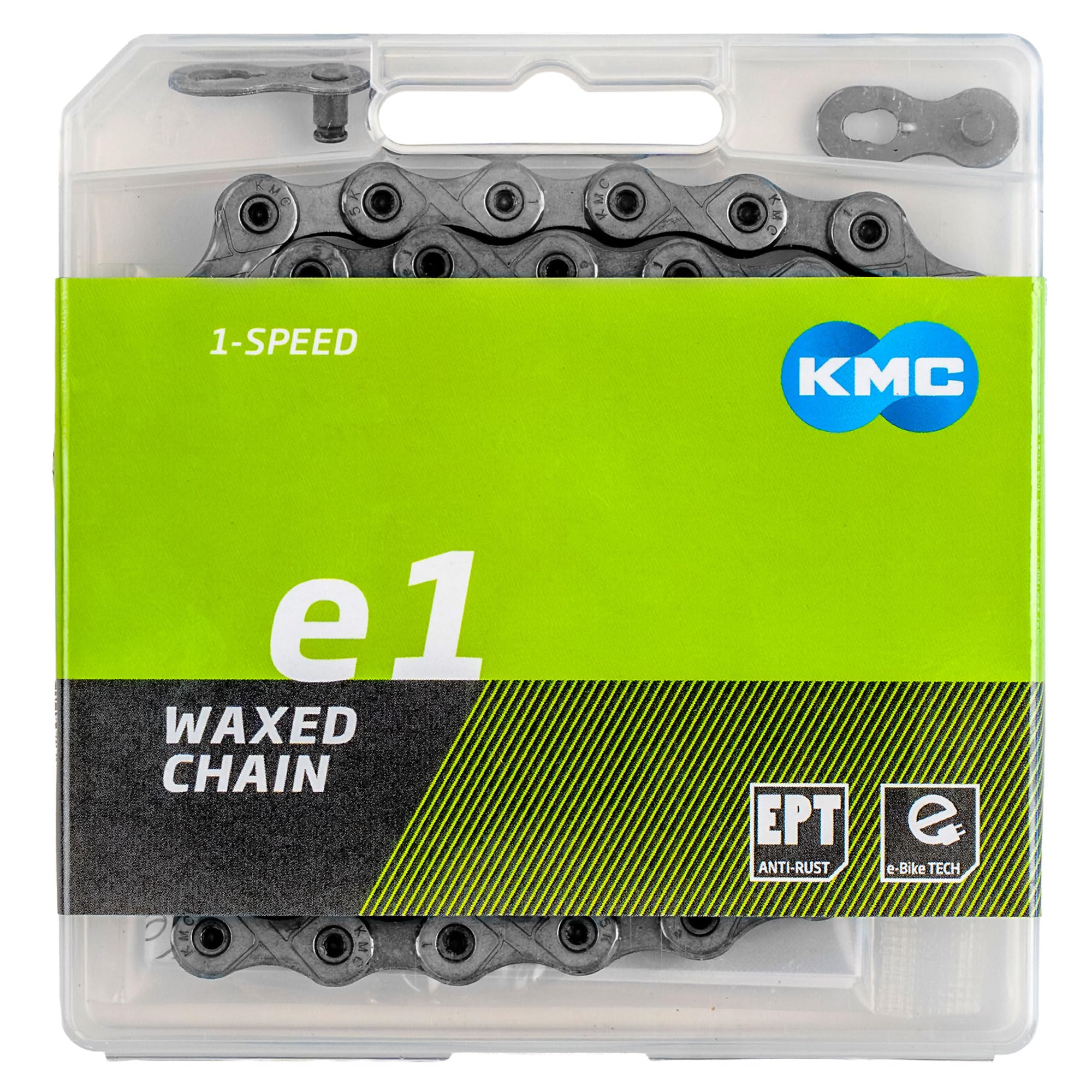 KMC E1 EPT gewachste Single Speed eBike Kette Dunkelsilber 130 Glieder