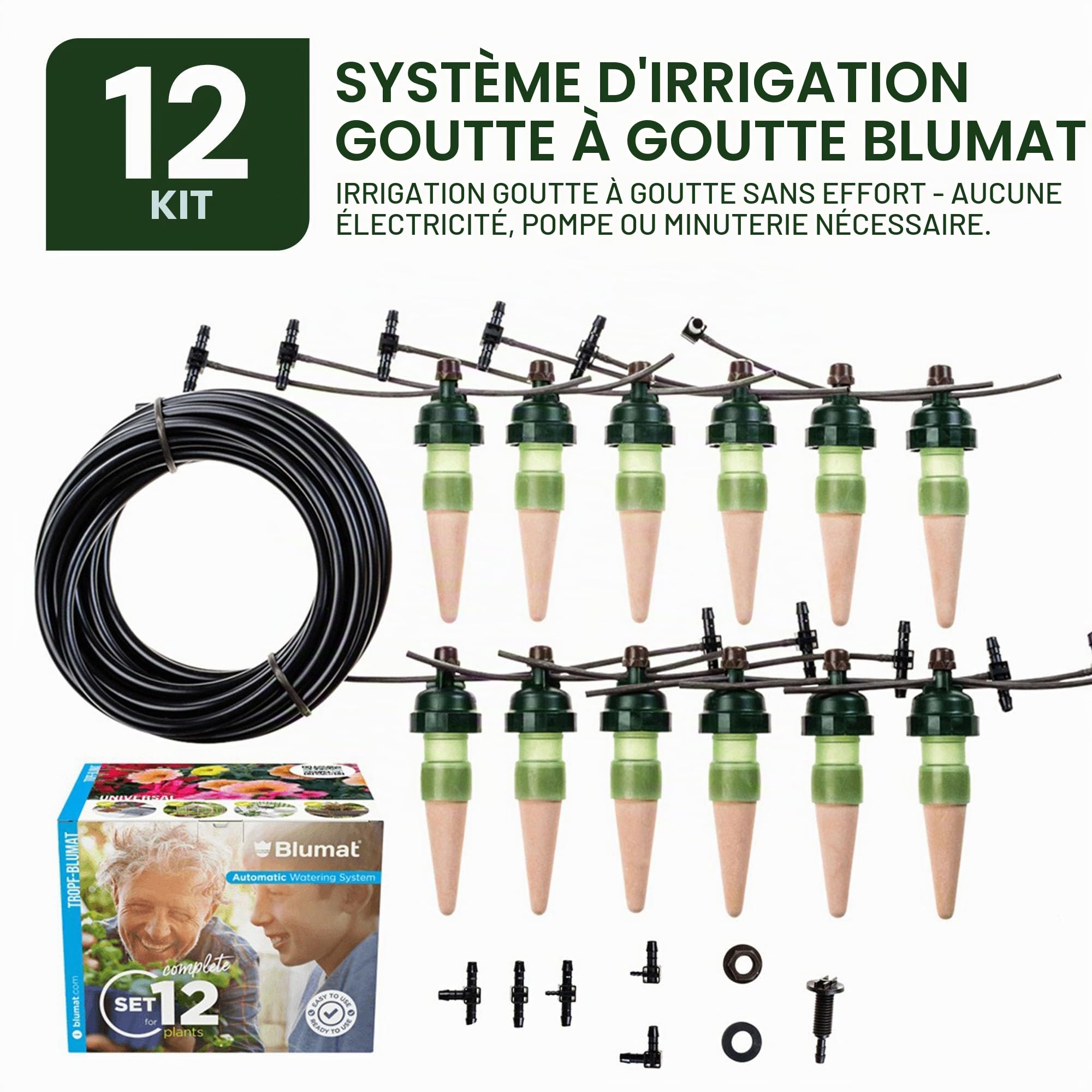 Blumat Système d'irrigation goutte à goutte - Tropf Medium Box - Dispositifs d'arrosage automatique pour jardin, terrasse et paniers suspendus - Système d'arrosage jusqu'à 12 plantes - Hydratation