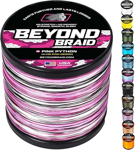 Miniatura 21 de Beyond Braid - Sedal trenzado superfuerte, resistente a la abrasión, no elástico - Colores azul camuflaje, musgo camuflaje, blanco, verde, rosa