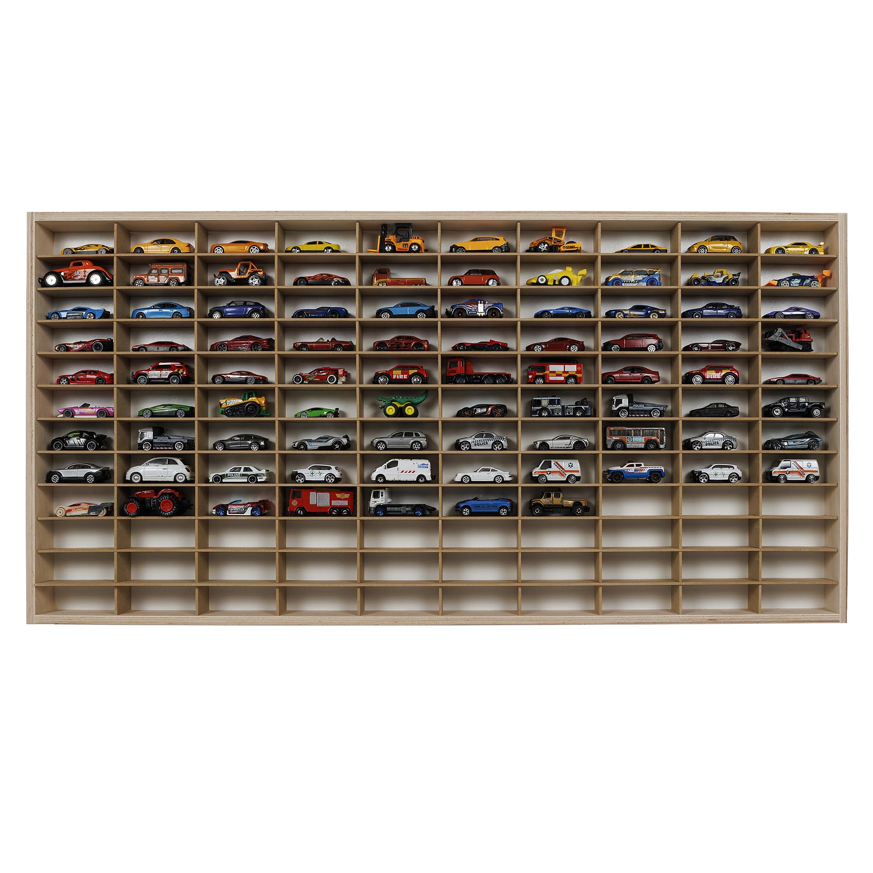 Vitrine murale - Vitrine murale haute avec 80 compartiments pour voitures à l'échelle 1:64 - Organisateur d'armoire murale en bois - Vitrine d'angle comme alternative aux objets de