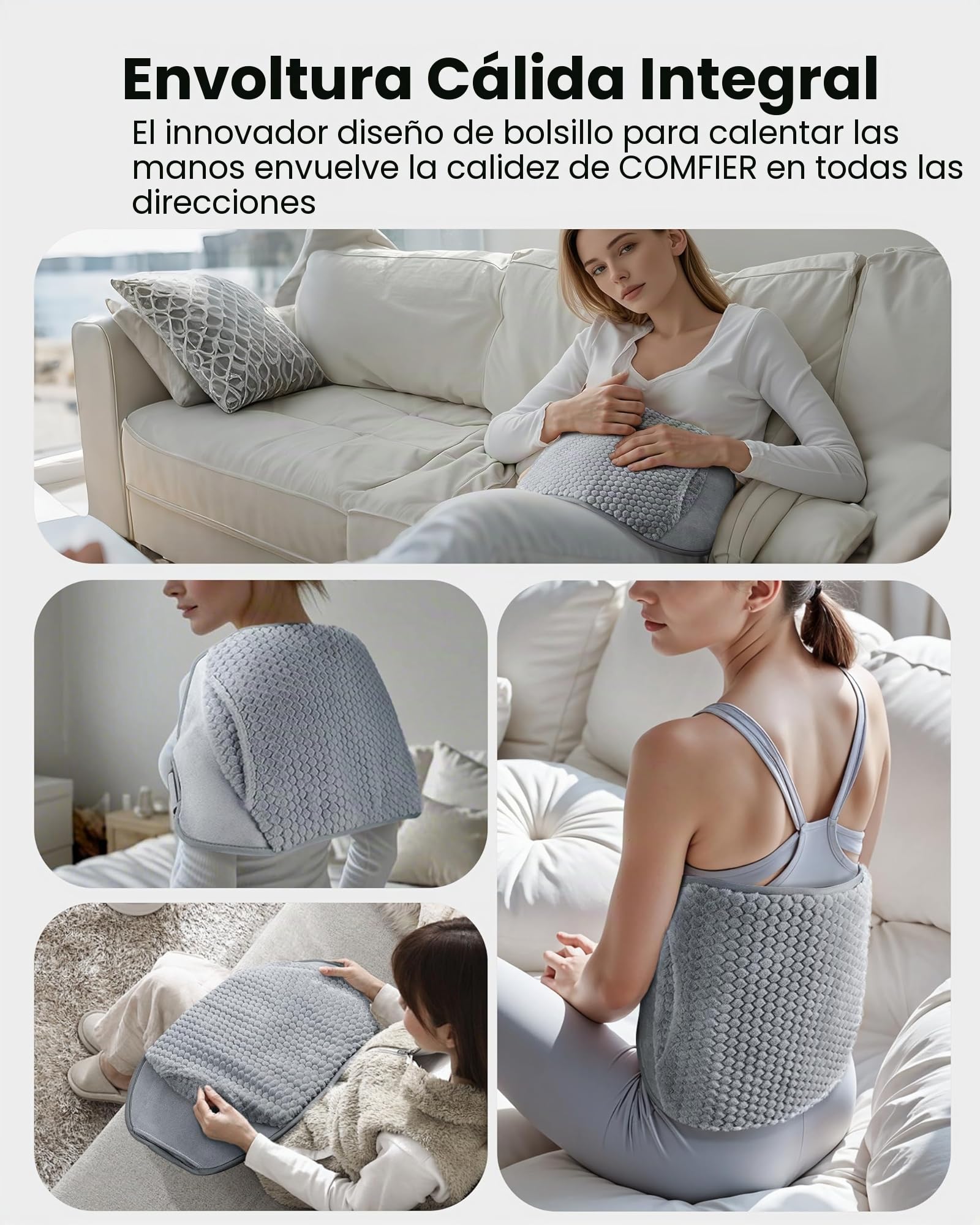 Comfier Cinturón Térmico con Masajeador de Espalda por Vibración, 3 Modos de Masaje y 3 Ajustes de Calor, Cinturón Térmico para el Tratamiento del Dolor de Espalda, Apto para Cinturas de 86 a 156 cm