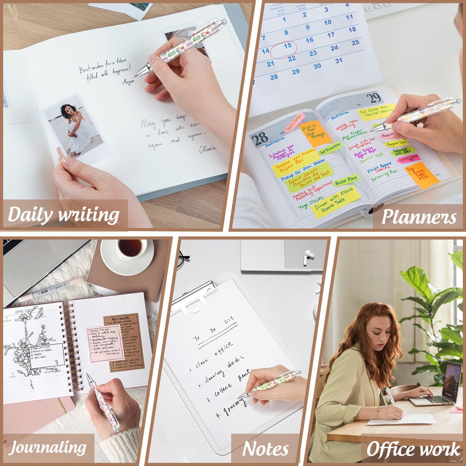 6Pcs Funny Ballpoint Pens, Cute Retractable Pen for School, Black Ink image 5