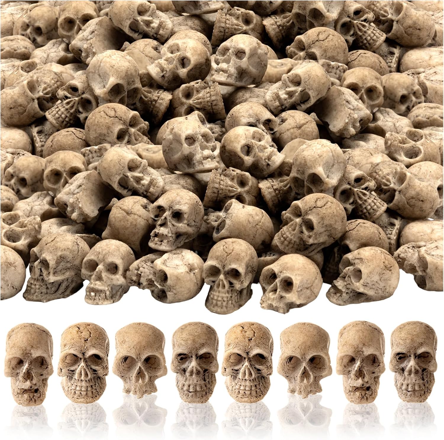 Mini Skull Figurine, Halloween Resin Skull, Miniature Skulls for Vase Filler Pranks Halloween Bar Home Table Decoration, 20Pcs