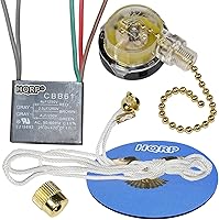 Vista 9 de HQRP Kit de condensador de ventilador de techo CBB61 1uf+2uf 3 cables con certificación UL y interruptor de ventilador de 3 velocidades