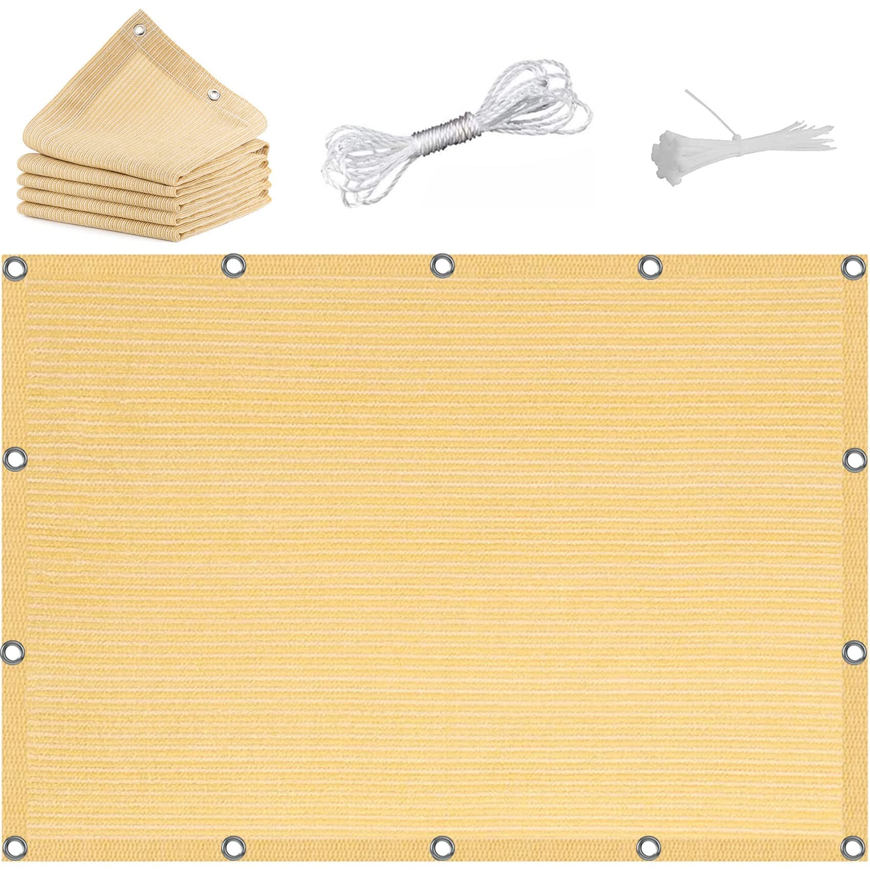 Voile d'ombrage rectangulaire 1.2x8.5m crème pour balcon et jardin