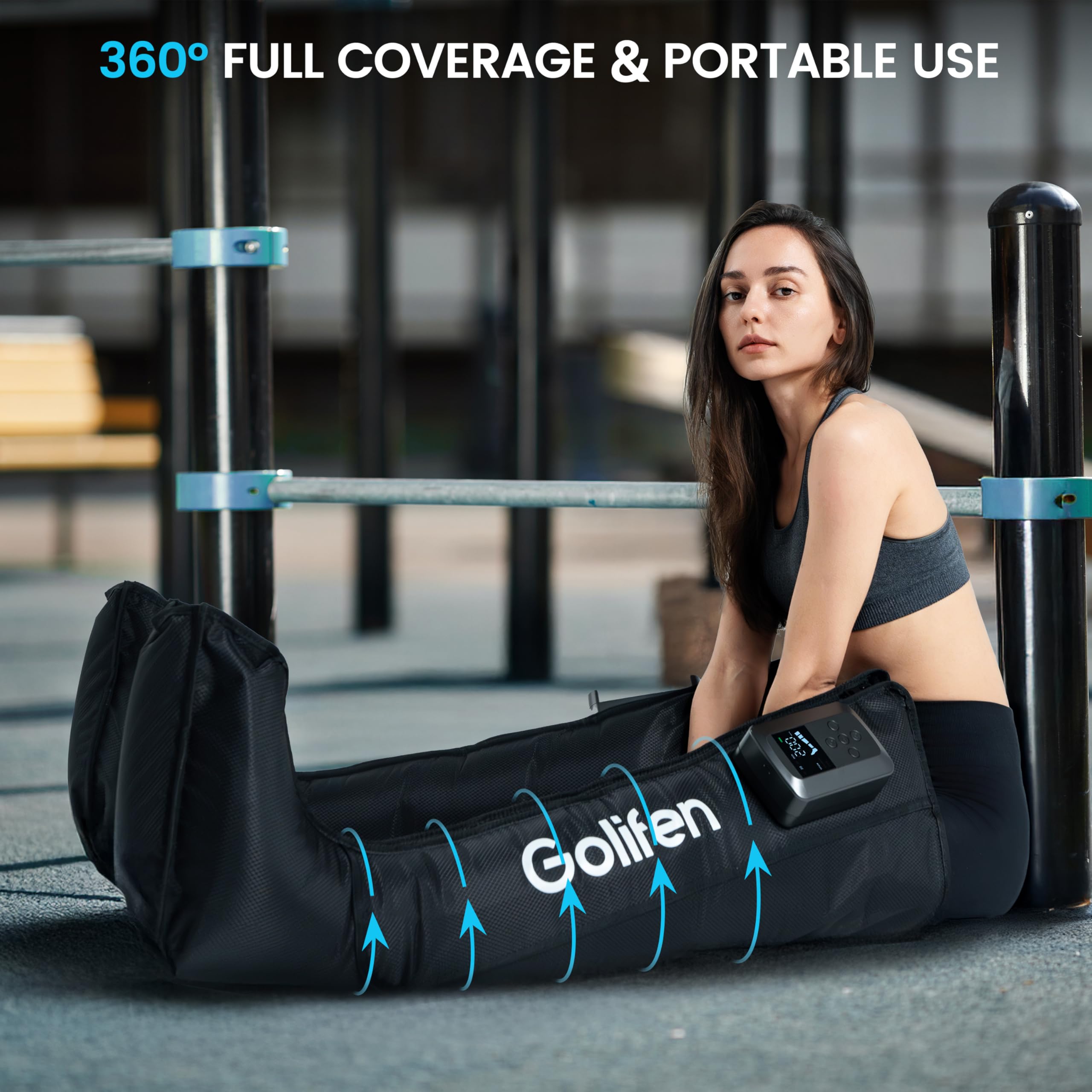Kabelloses Bein-Kompressionsmassagegerät, tragbare Kompressionsstiefel mit 5 Luftkammern, vollständiges Beinmassagegerät für Durchblutung & Muskelschmerzlinderung, Geschenk für Sportler Männer