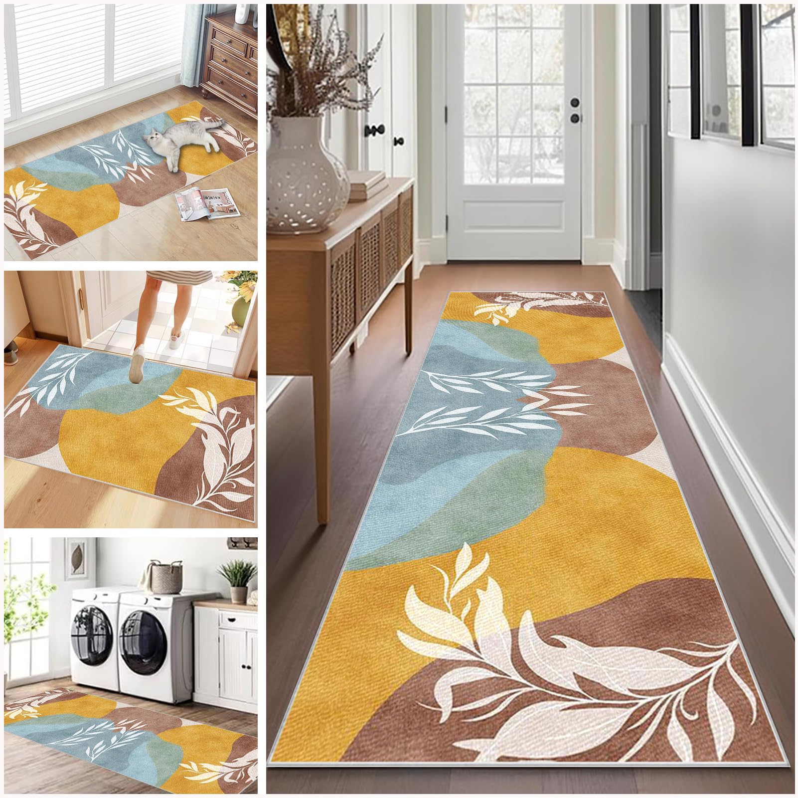 Long Hallway Runner Rug Non Slip 80 x 120 cm Washable Carpet Runners for Kitchen Runner Rugs for Hallway Entryway Indoor Door Mat Carpet Floor Mat Hall Runner Narrow Rug Runner for Hallway, Kitchen