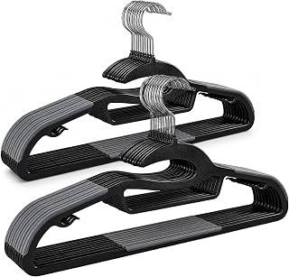 Plastic Hangers 20 Pack, Non-Slip Slim Hangers | 360° Swivel Hook, Space Saving Heavy Duty Clothes Hangers for Closet Wardrobe, Shirts, Pants, Coats