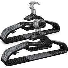 Plastic Hangers 20 Pack, Non-Slip Slim Black Clothes Hangers