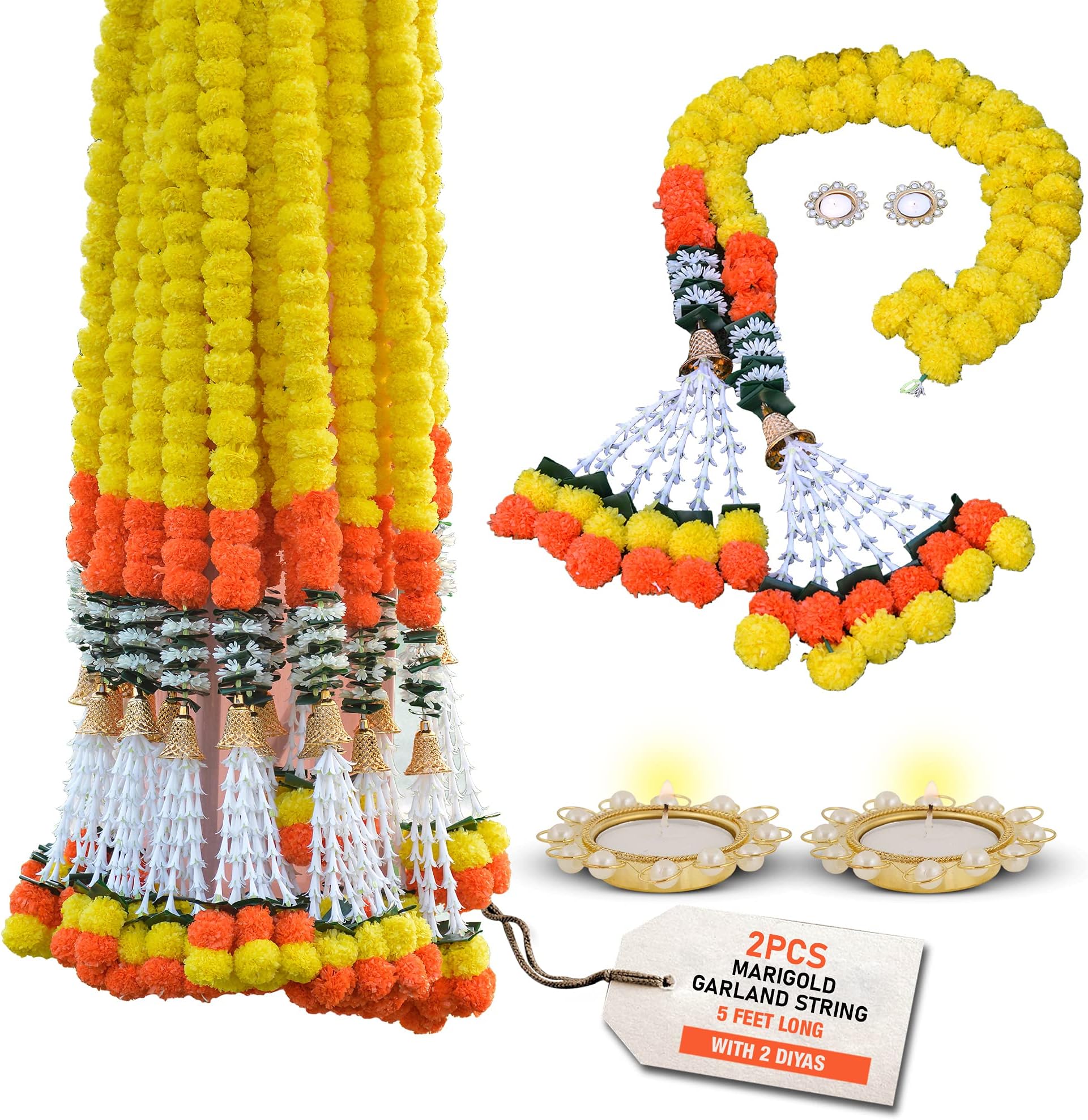 Marigold Rope Amazon.com: DIYANA IMPEX Marigold Garland for Decoration 5 Pcs of 5 ...