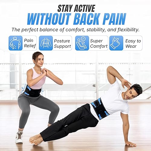 Miniatura 2 de Soporte de espalda para aliviar el dolor de espalda baja, cinturón de apoyo lumbar ajustable transpirable para hombres y mujeres, ideal para el