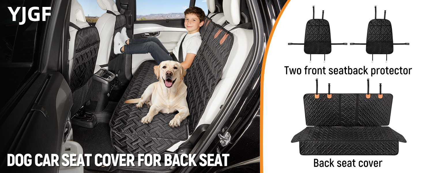 YJGF Dog Car Seat Cover for Back Seat,Back Seat Pet Cover for Dogs,Waterproof Scratchproof Rear Bench Seat Cover Protector (Black, L) - image 7