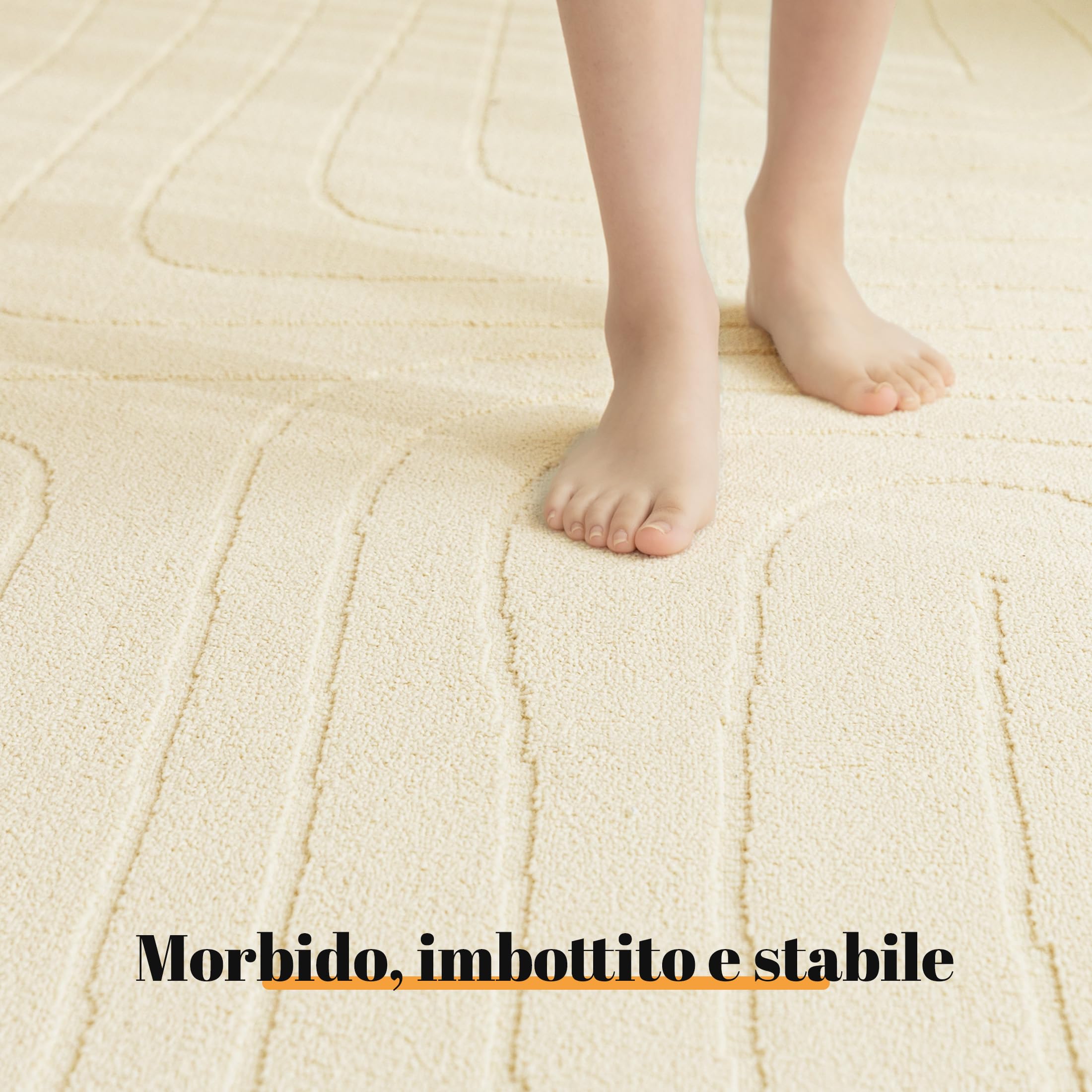 Sonive Tappeto da Cucina Motivo a Linee, Impermeabile, Antiscivolo, Lavabile, Morbido per Interni/Esterni (Soggiorno, Camera, Cameretta) 160x230 cm Beige